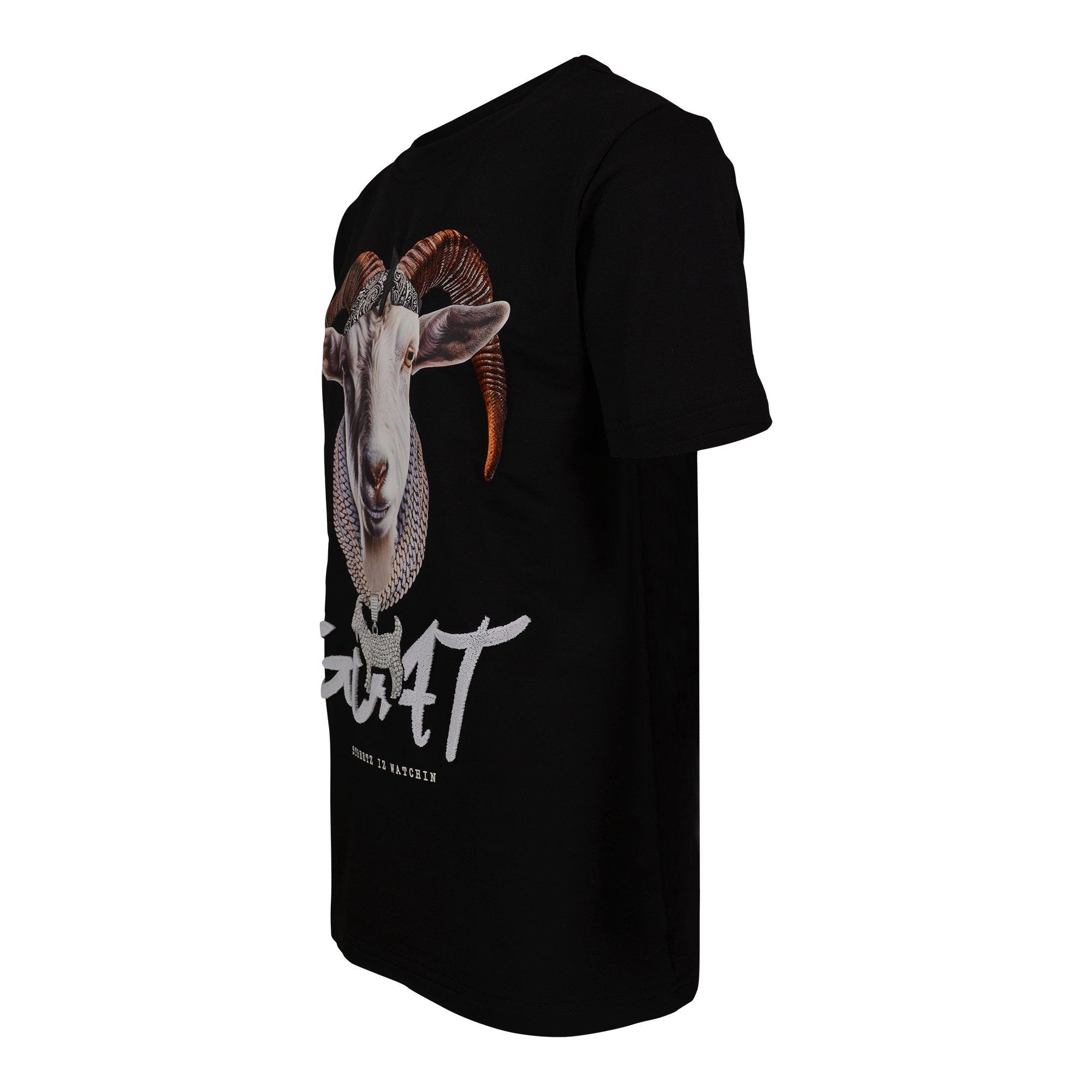 Streetz Iz Watchin GOAT Big Boys' Black Tee