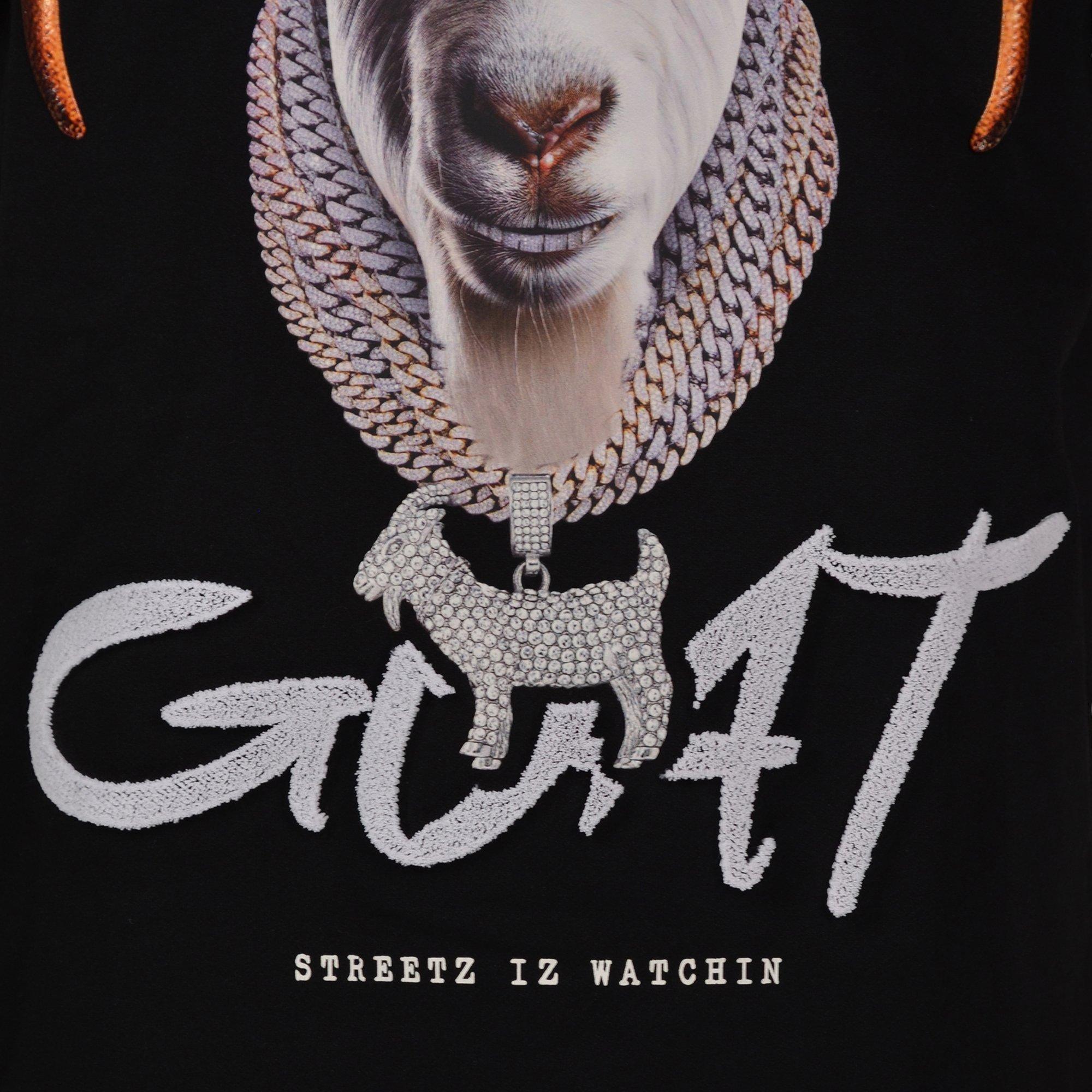 Streetz Iz Watchin GOAT Big Boys' Black Tee