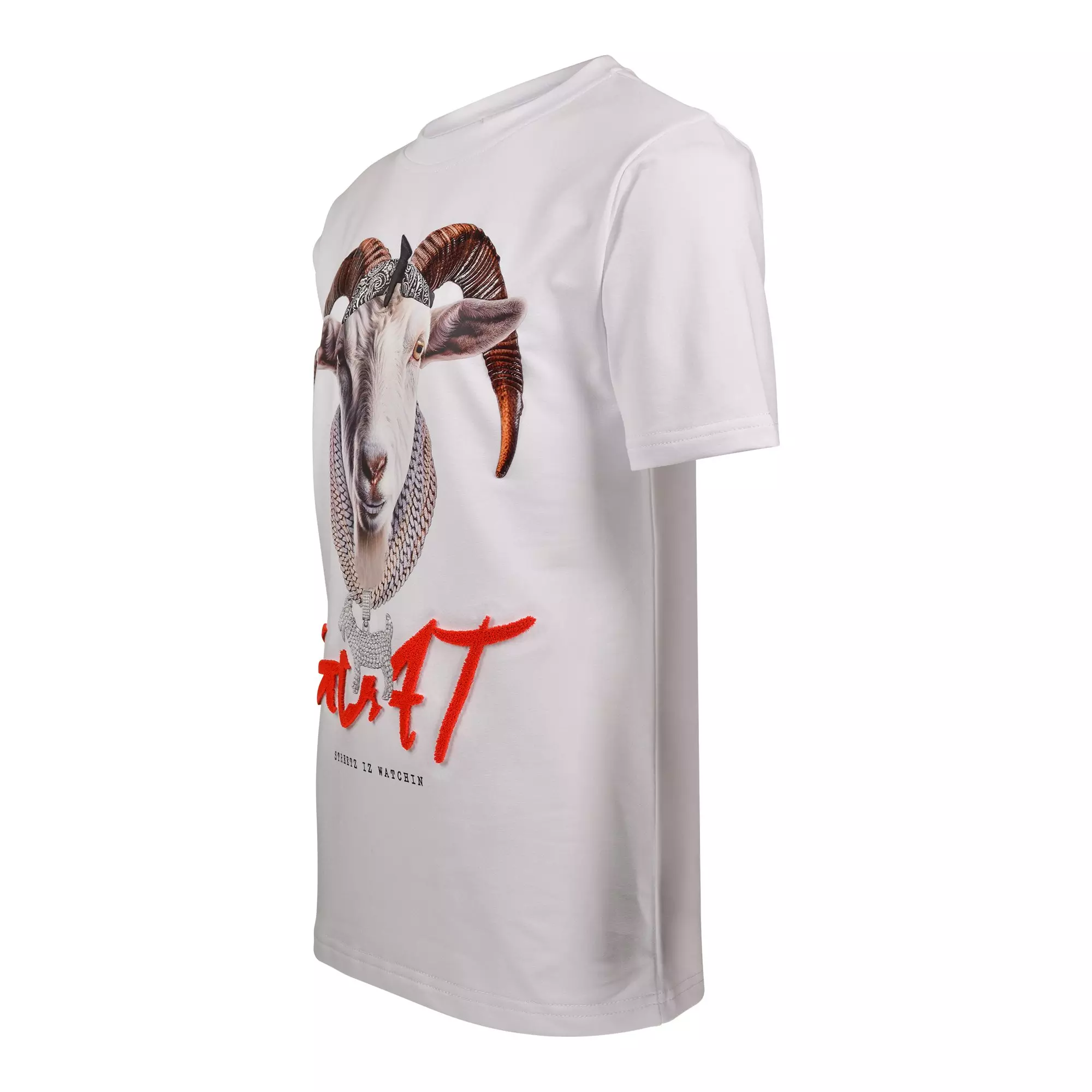 Streetz Iz Watchin Big Boys' GOAT Tee - White/Red - WHITE/RED