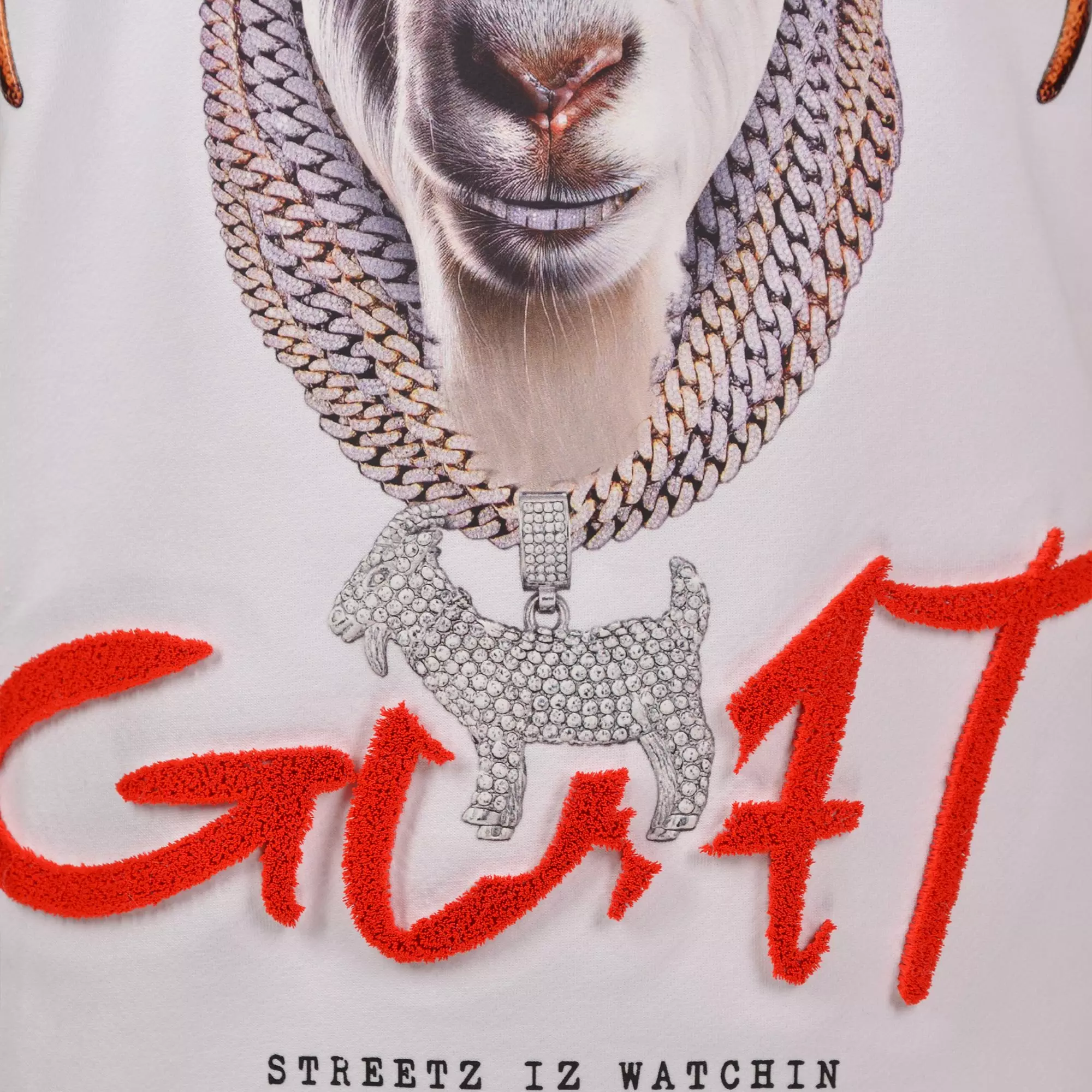 Streetz Iz Watchin Big Boys' GOAT Tee - White/Red - WHITE/RED