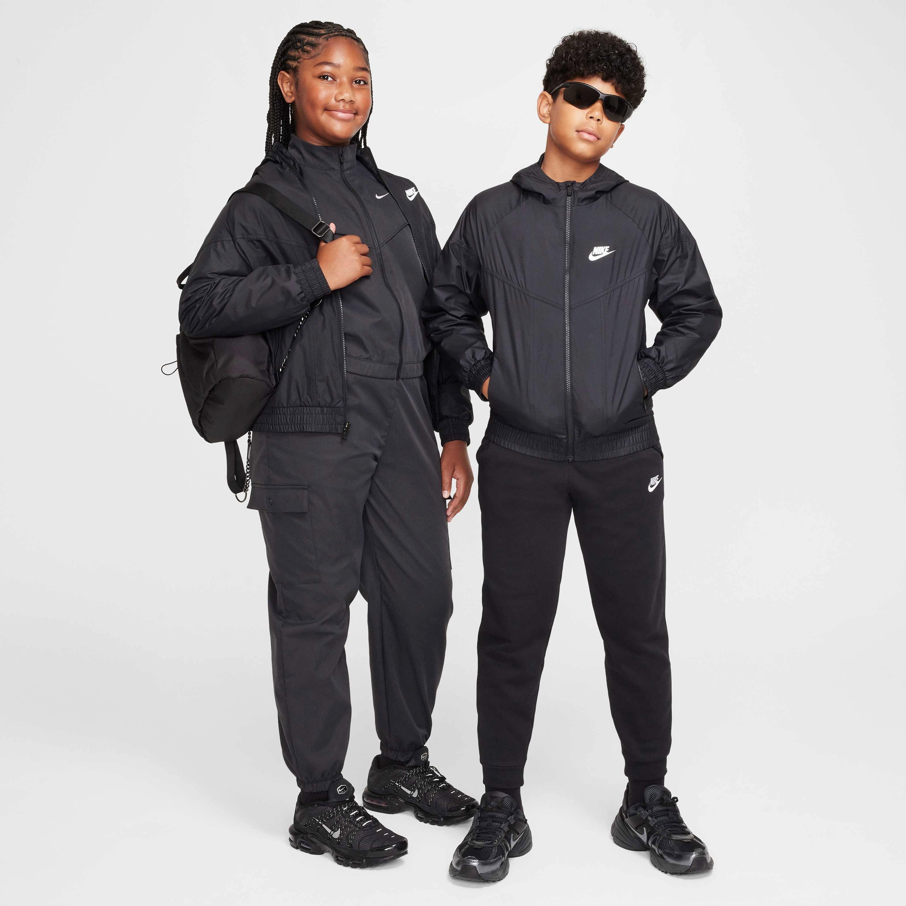 Nike Sportswear Repel Windrunner Big Kids' Black Hooded Jacket