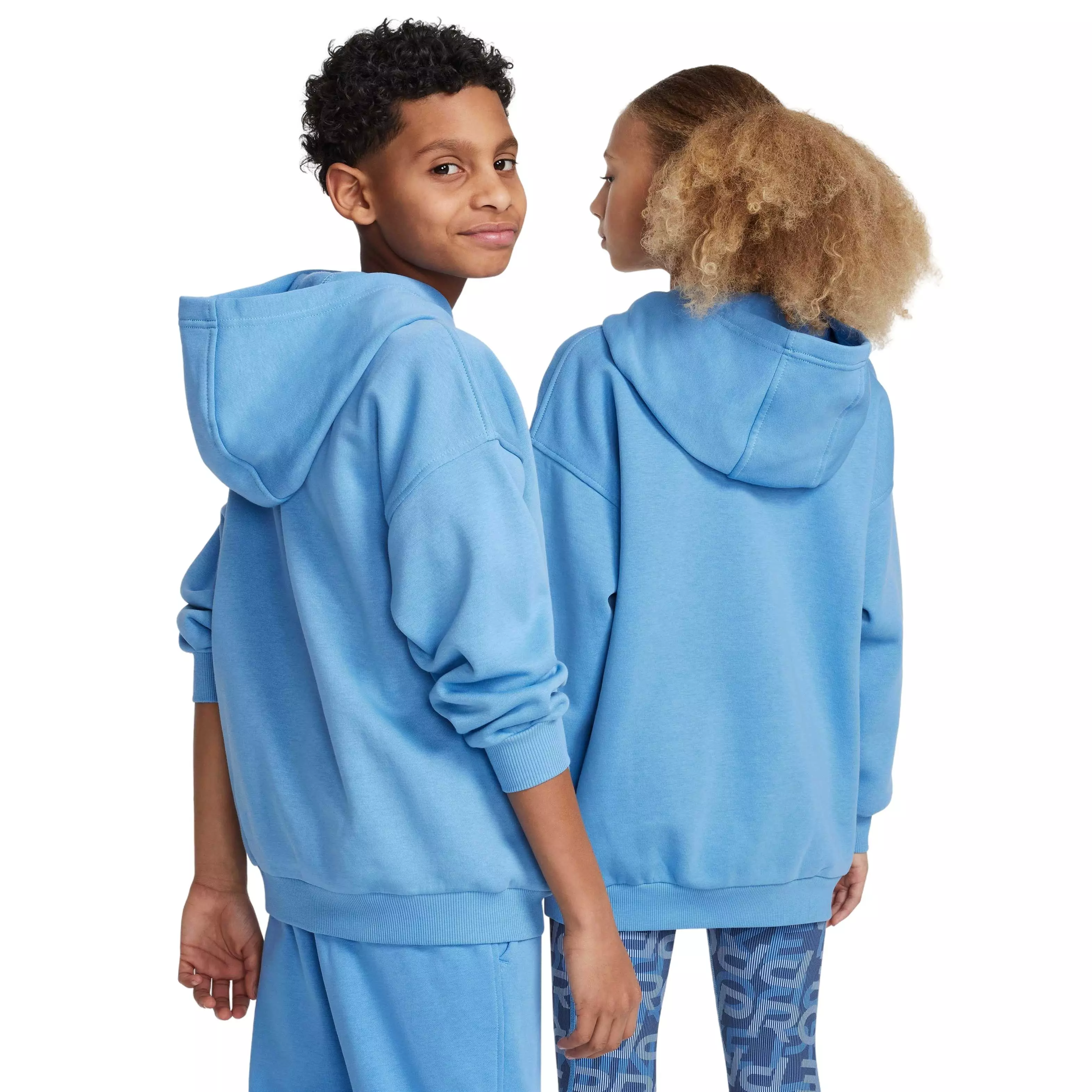 Nike Big Girl' Sportswear Club Fleece Oversized Pullover Hoodie - BLUE