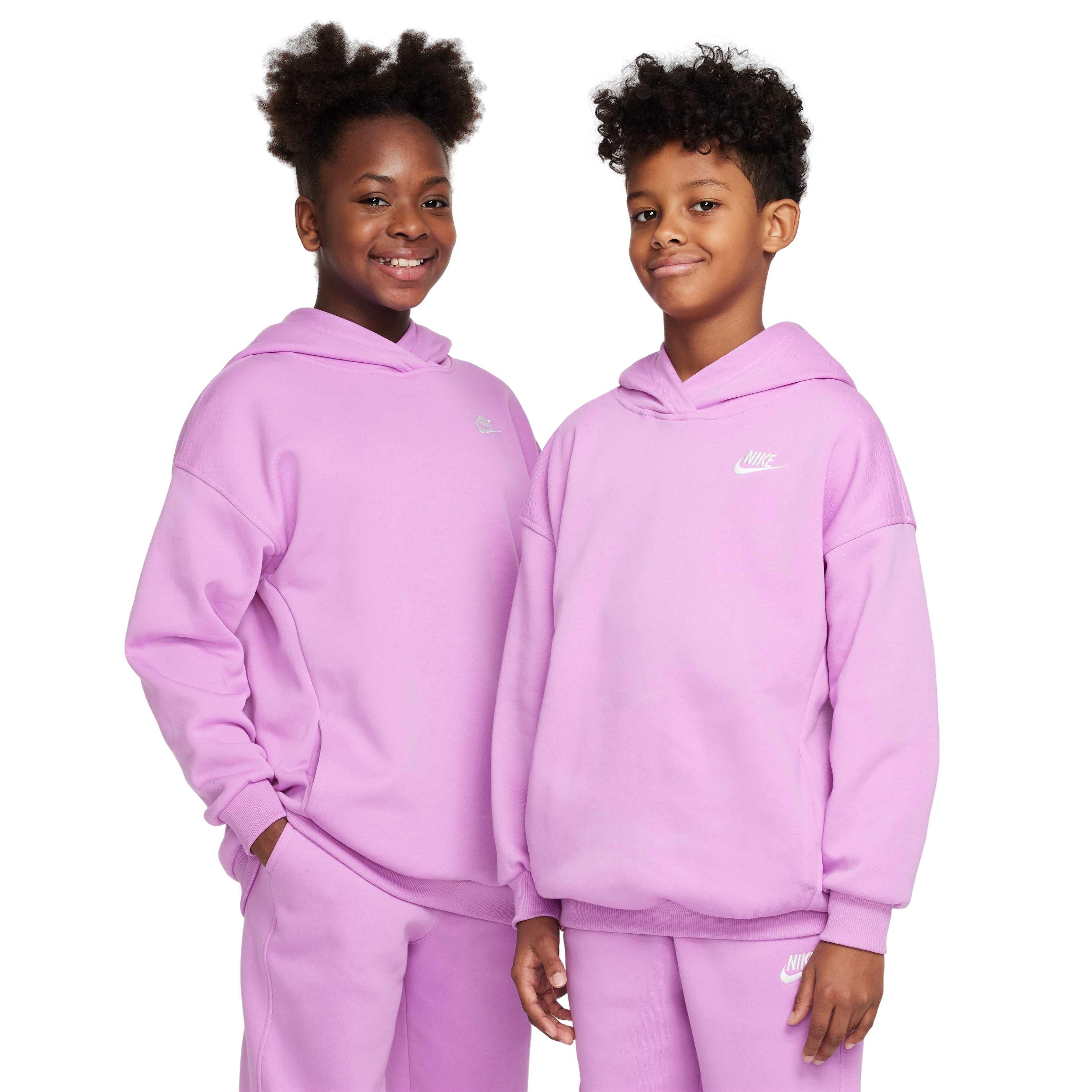 Nike Big Girl' Sportswear Club Fleece Oversized Pullover Hoodie - FUCHSIA Thumbnail View 1