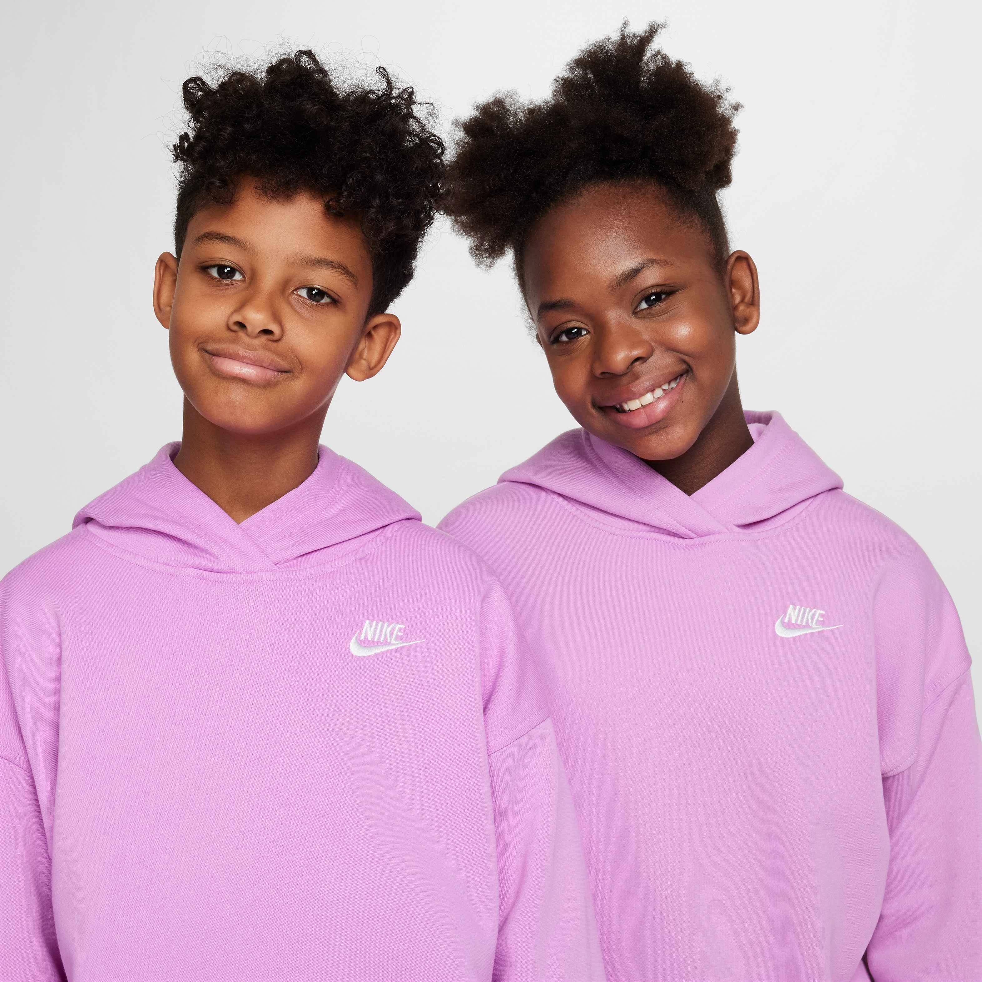 Nike Big Girl' Sportswear Club Fleece Oversized Pullover Hoodie - FUCHSIA Thumbnail View 3