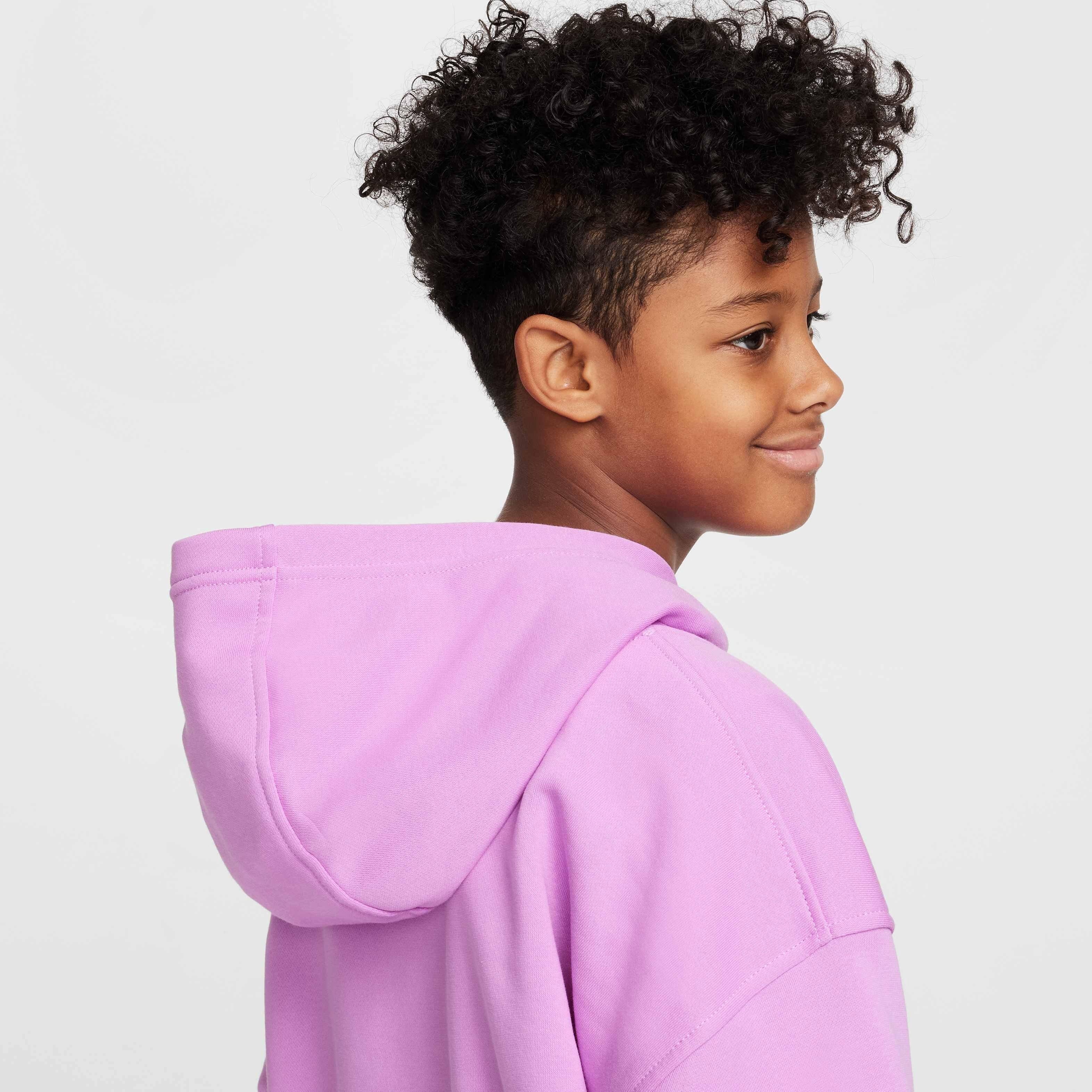 Nike Big Girl' Sportswear Club Fleece Oversized Pullover Hoodie - FUCHSIA Thumbnail View 6