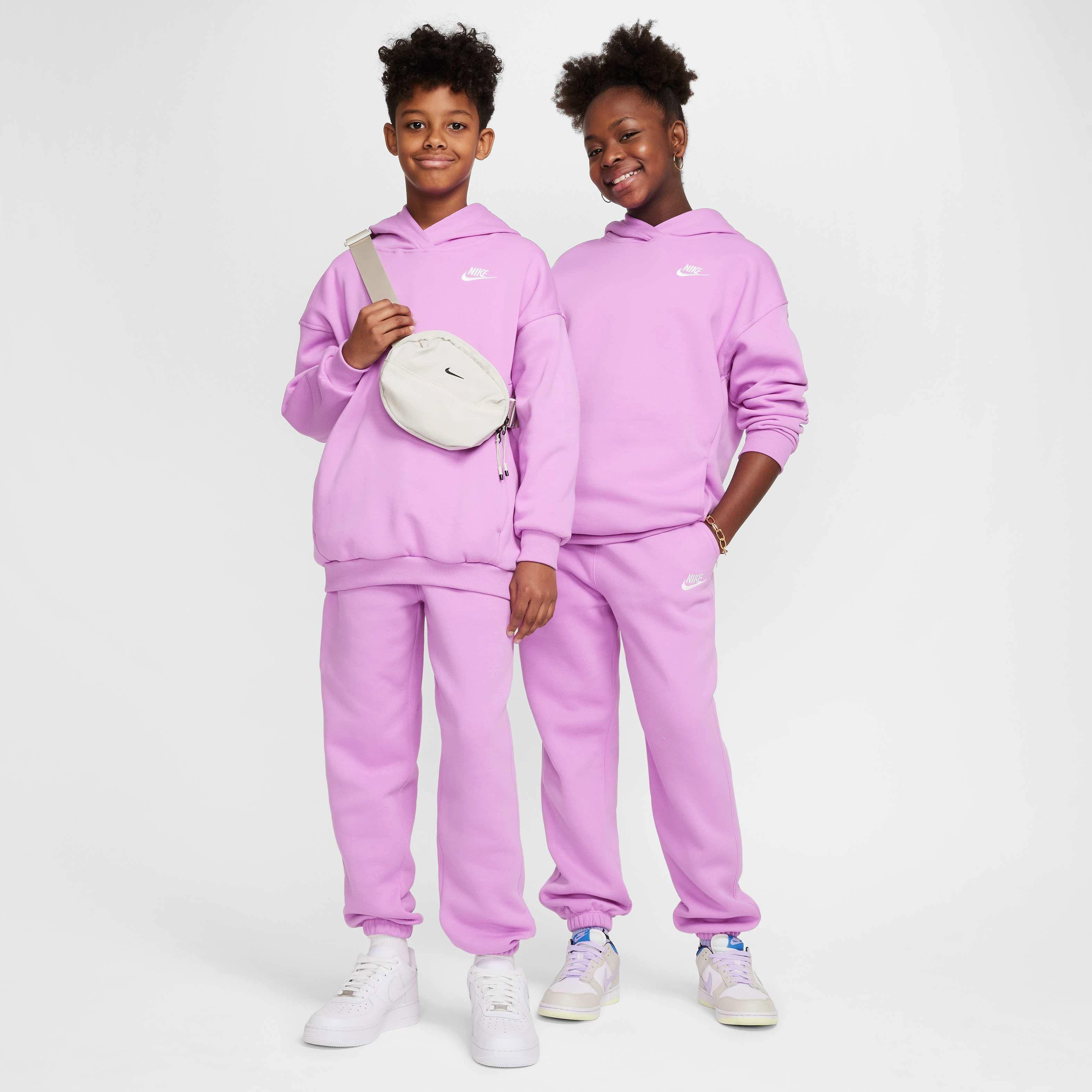 Nike Big Girl' Sportswear Club Fleece Oversized Pullover Hoodie - FUCHSIA Thumbnail View 7