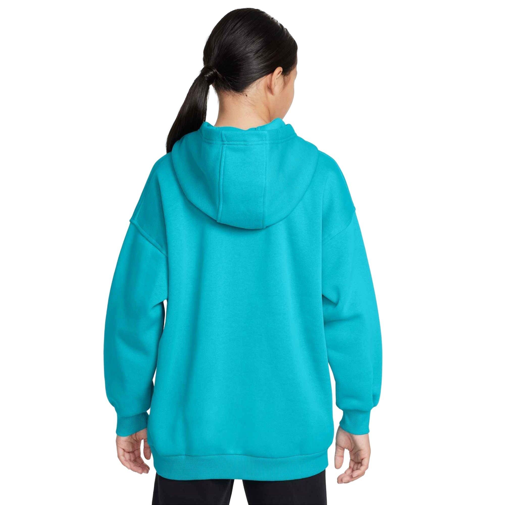 Nike Big Girl' Sportswear Club Fleece Oversized Pullover Hoodie - TURQUOISE  Thumbnail View 2