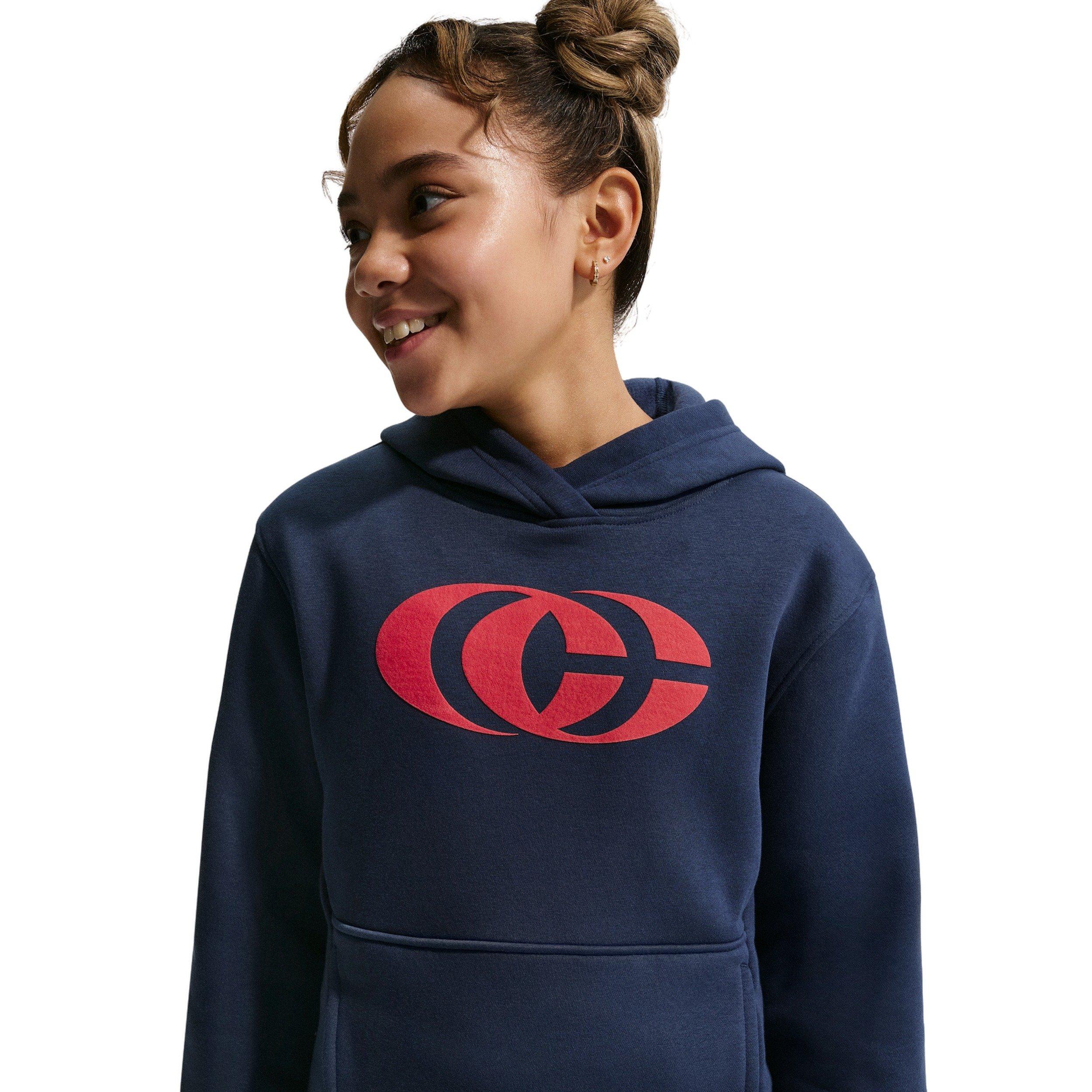 Nike Caitlin Clark Fleece Big Kids' Blue Pullover Hoodie