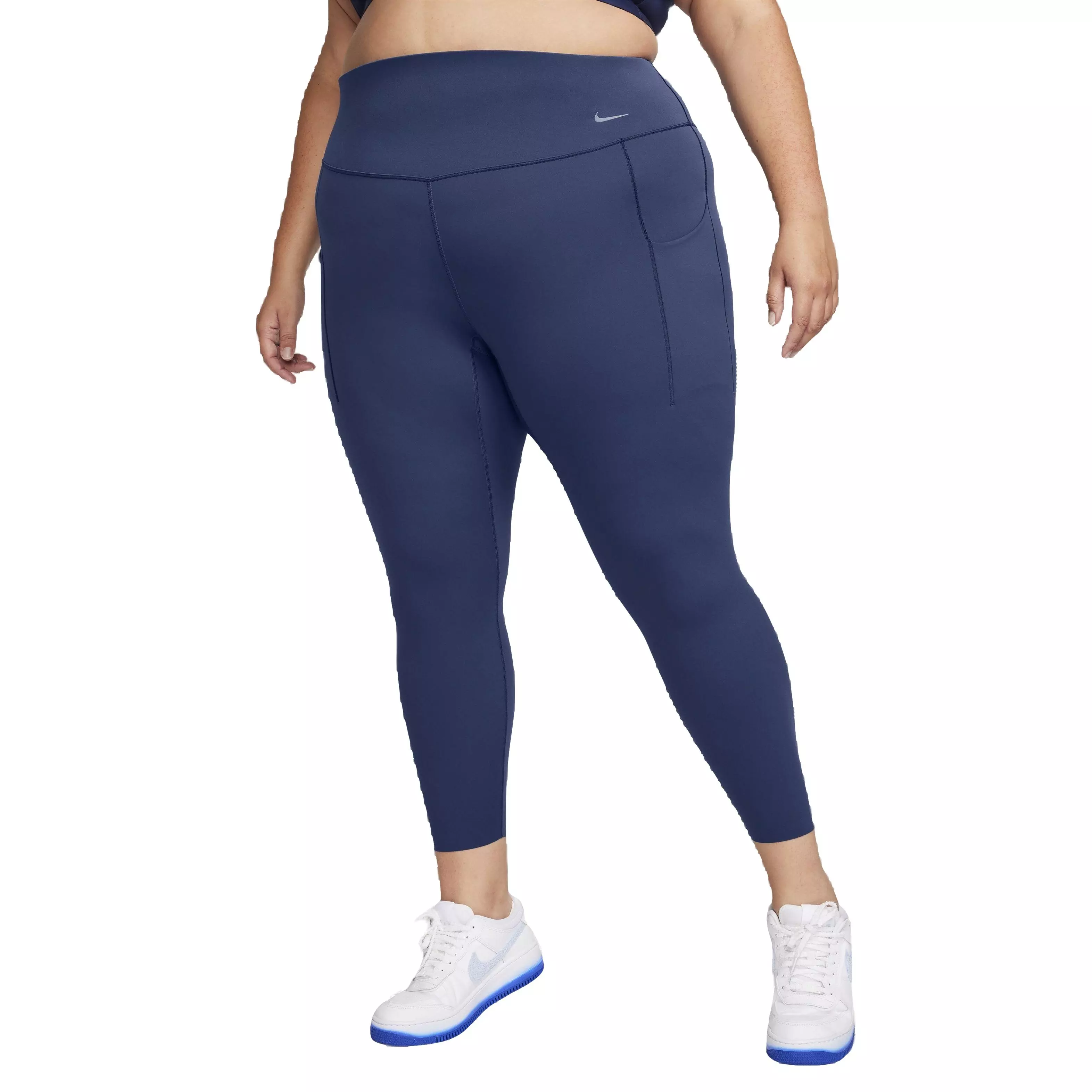 Nike Women's Dri-FIT Universa Medium Support High-Rise 7/8 Leggings with Pockets - NAVY