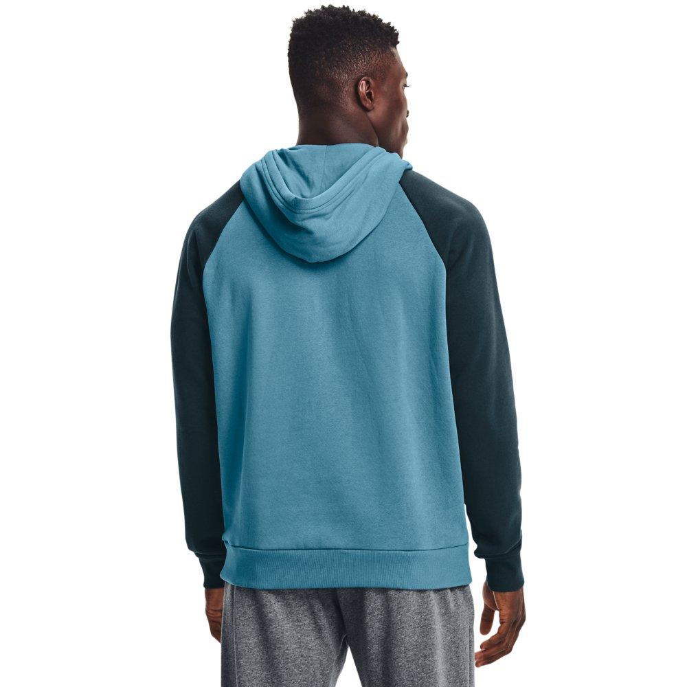 Under Armour Men's Rival Fleece Colorblock Hoodie, Indigo (404)/Tech Blue,  Small at  Men's Clothing store