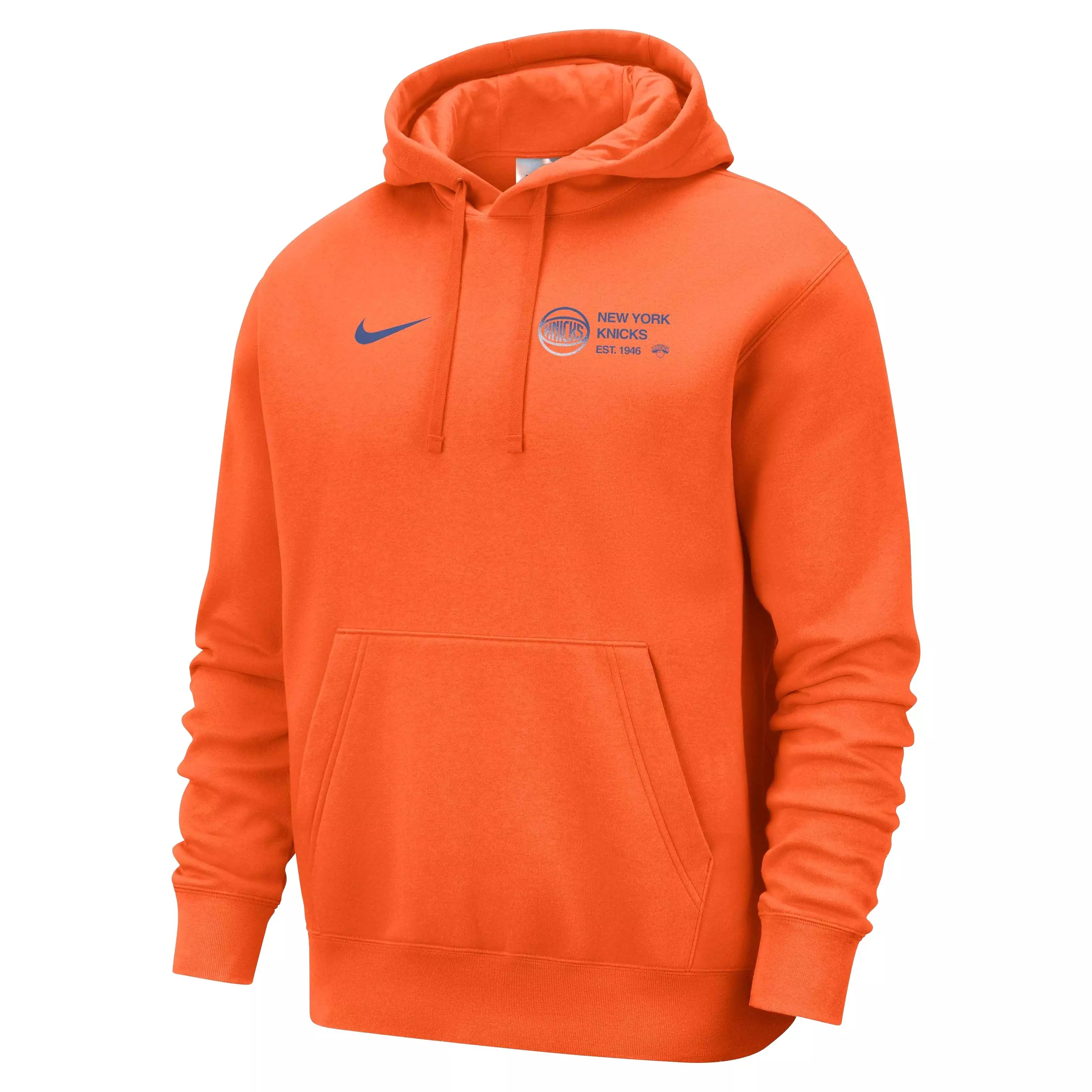 Nike Men's NBA New York Knicks Club Courtside Pullover Hoodie -Orange - ORANGE