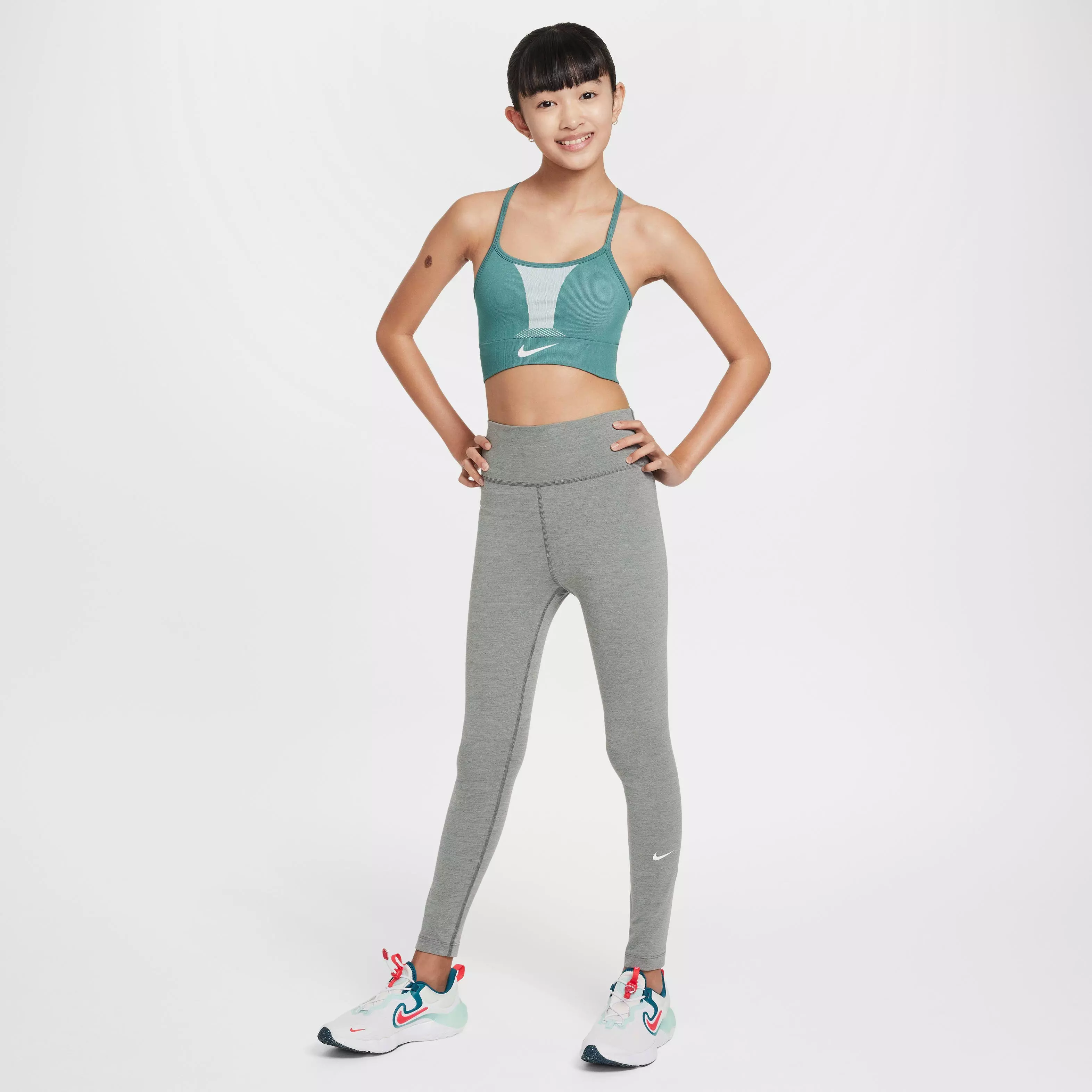 Nike Big Girls' Dri-FIT One Tight High-Waisted Leggings - GREY