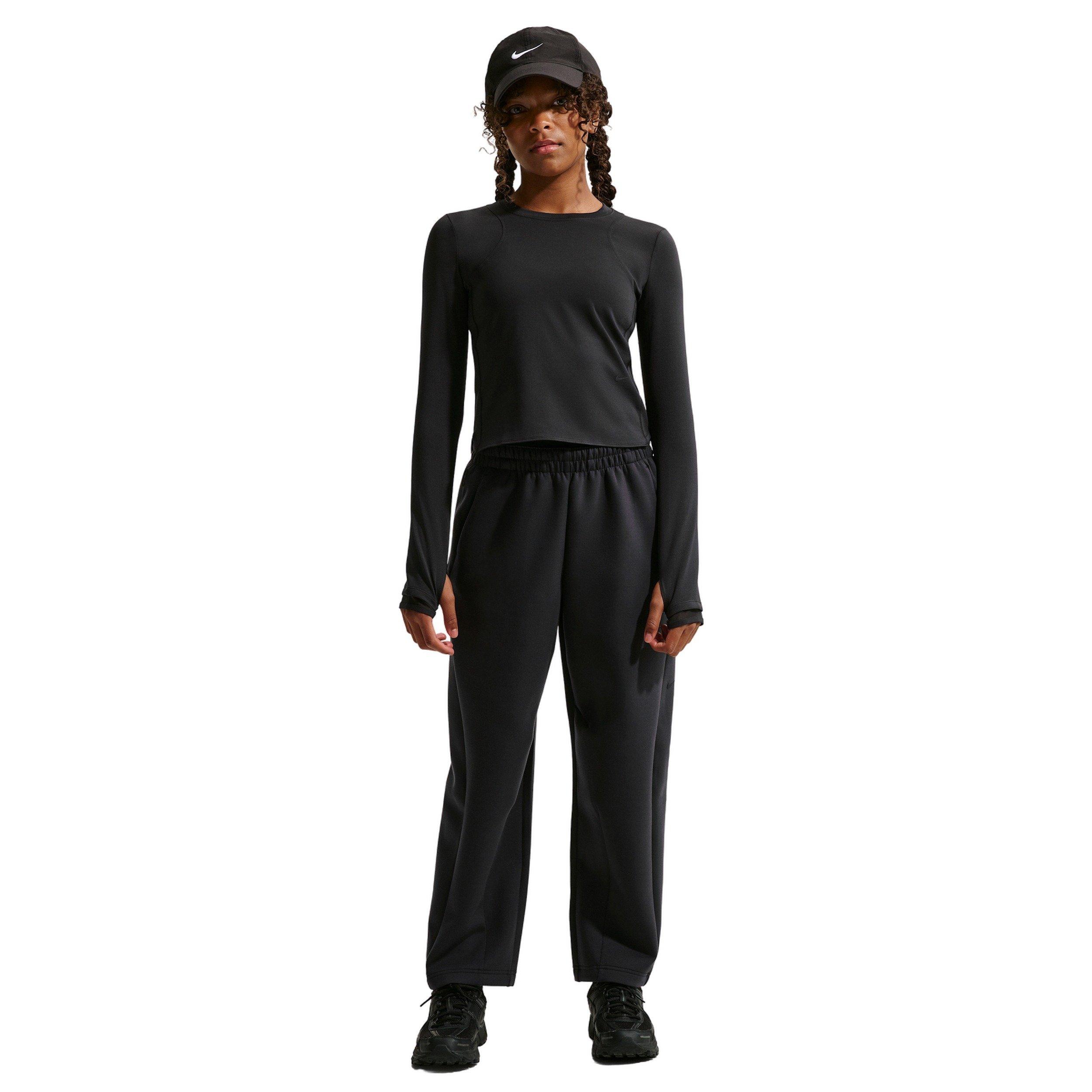 Nike Big Girls' MAVN Dri-FIT Ribbed Long-Sleeve Top -Black - BLACK Thumbnail View 4