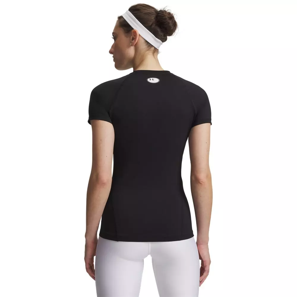 Under Armour Women's HeatGear Compression Short Sleeve Shirt - Ultimate Black/White - ULTIMATE BLACK/WHITE