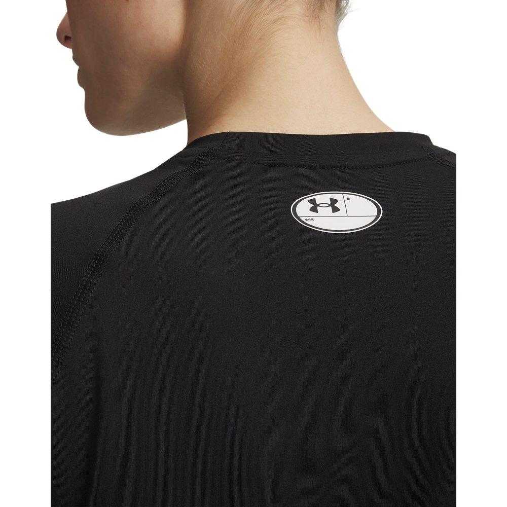 Under Armour Women's HeatGear Compression Short Sleeve Shirt - Ultimate Black/White - ULTIMATE BLACK/WHITE Thumbnail View 3
