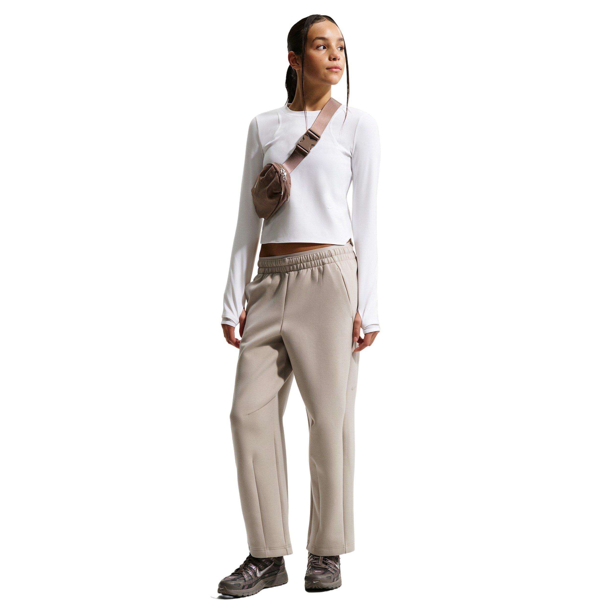 Nike Big Girls' MAVN Dri-FIT Ribbed Long-Sleeve Top -White - WHITE Thumbnail View 4