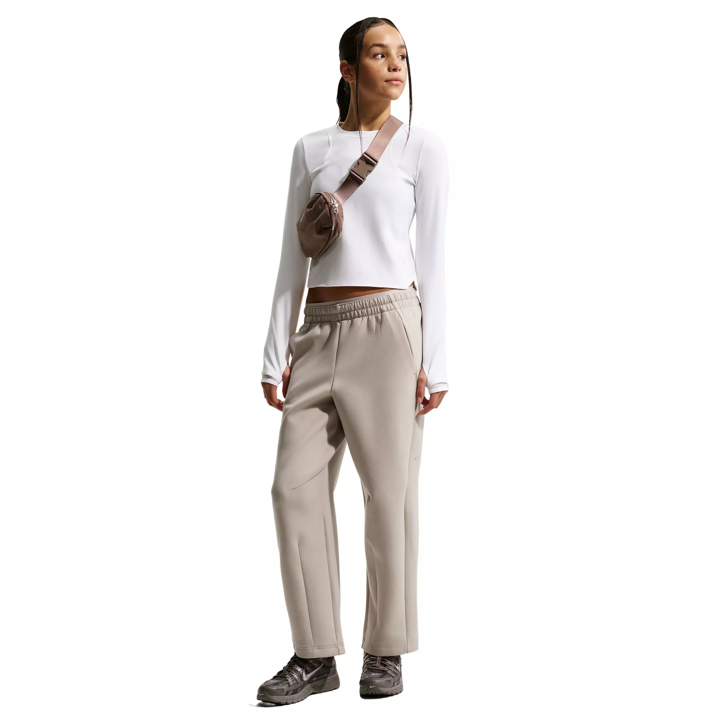 Nike Big Girls' MAVN Dri-FIT Ribbed Long-Sleeve Top -White - WHITE