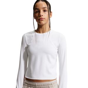Nike Big Girls' MAVN Dri-FIT Ribbed Long-Sleeve Top -White