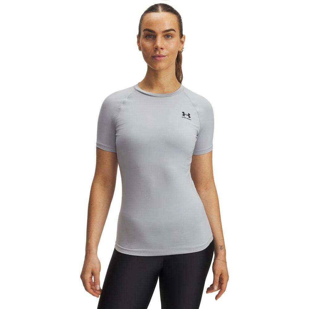 Under Armour Women's HeatGear Compression Short Sleeve Shirt - Grey/Black - GREY/BLACK Thumbnail View 1