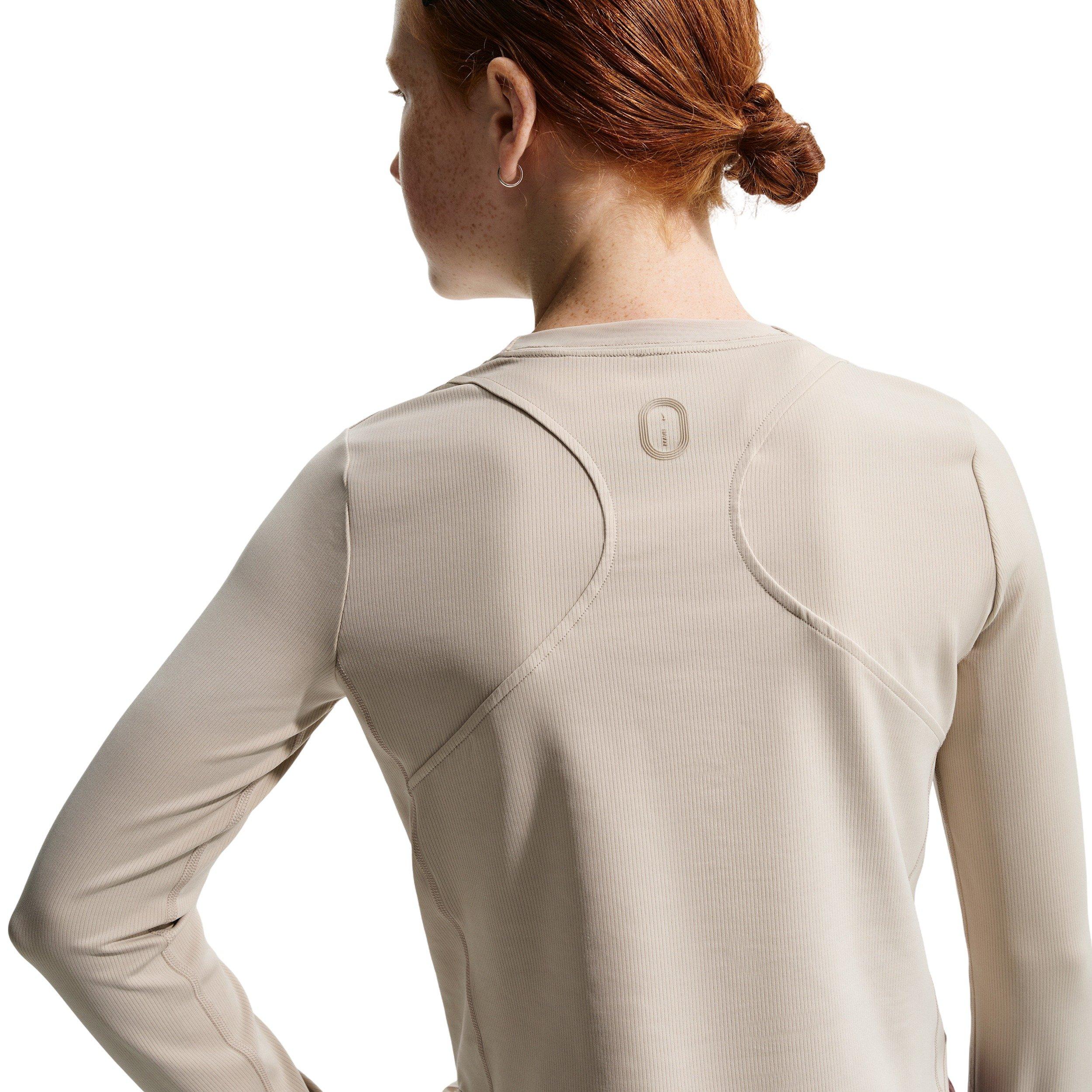 Nike Big Girls' MAVN Dri-FIT Ribbed Long-Sleeve Top -Cream - CREAM Thumbnail View 2