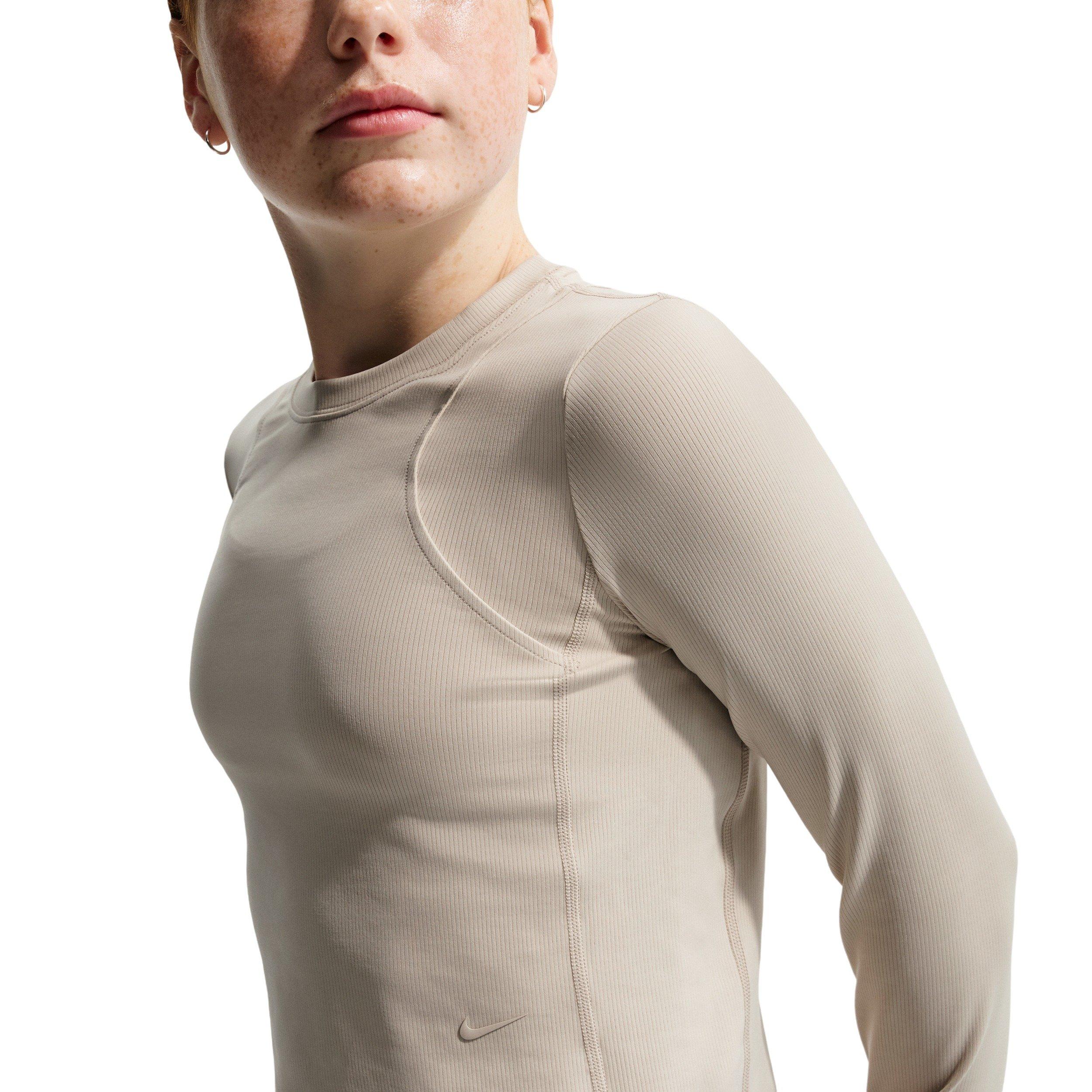 Nike Big Girls' MAVN Dri-FIT Ribbed Long-Sleeve Top -Cream - CREAM Thumbnail View 3