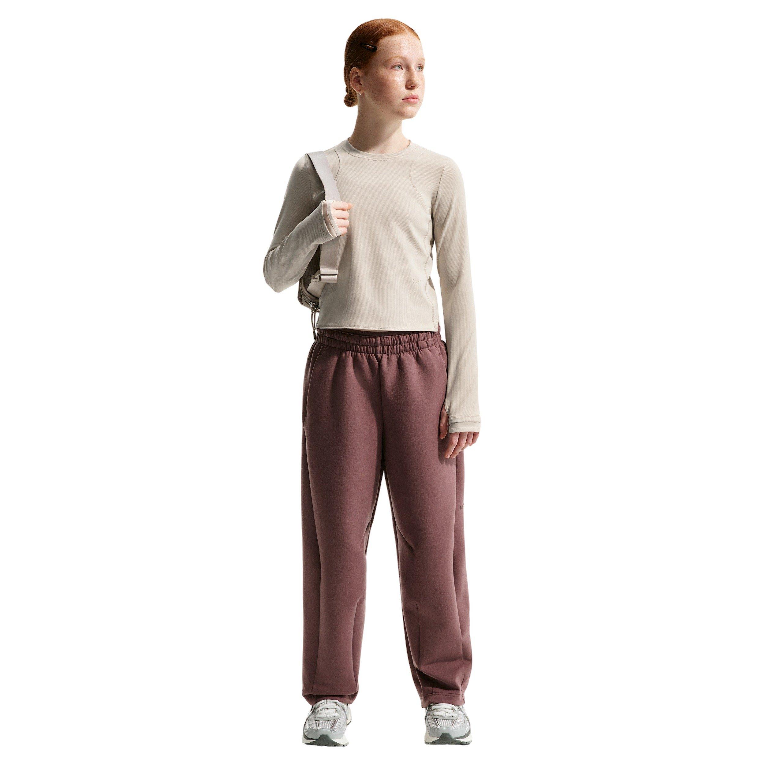 Nike Big Girls' MAVN Dri-FIT Ribbed Long-Sleeve Top -Cream - CREAM Thumbnail View 4