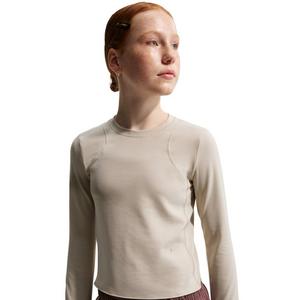 Nike Big Girls' MAVN Dri-FIT Ribbed Long-Sleeve Top -Cream