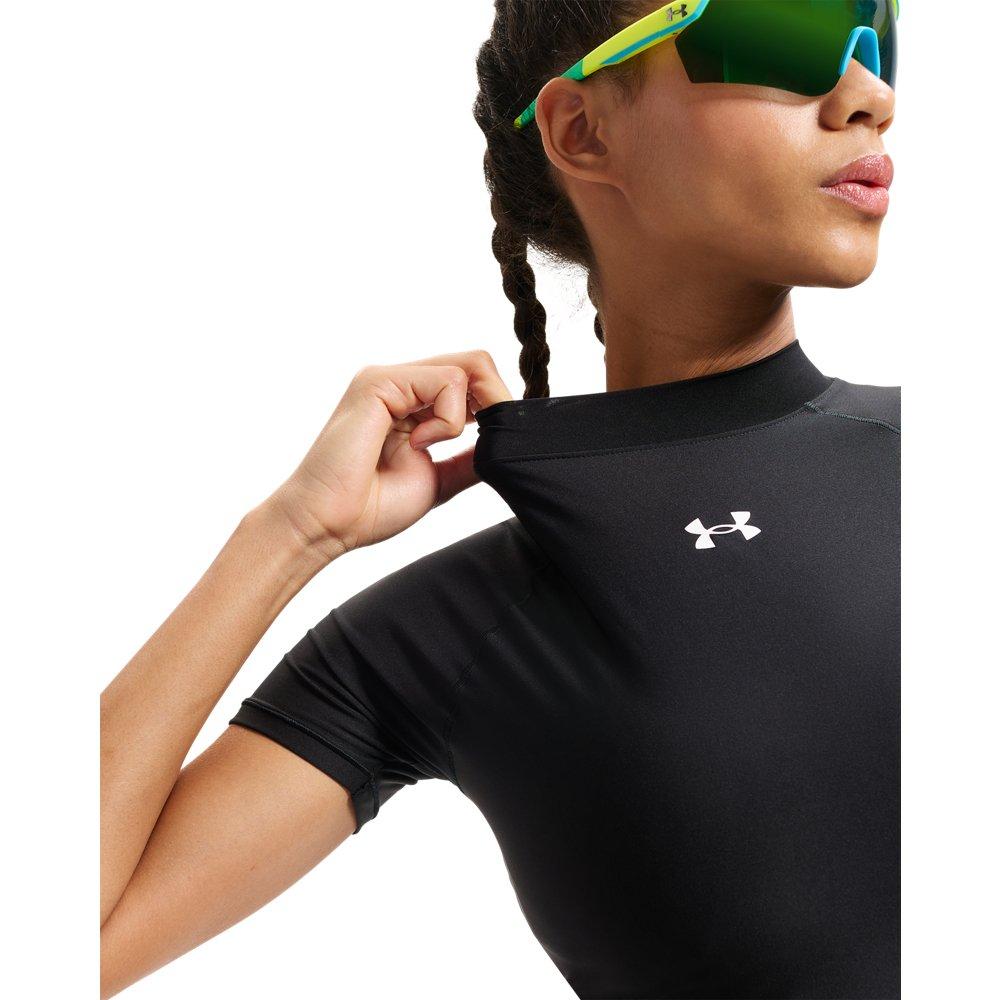 Under Armour Women's HeatGear Crop Mock Short Sleeve Top - Black/White - BLACK/WHITE Thumbnail View 3