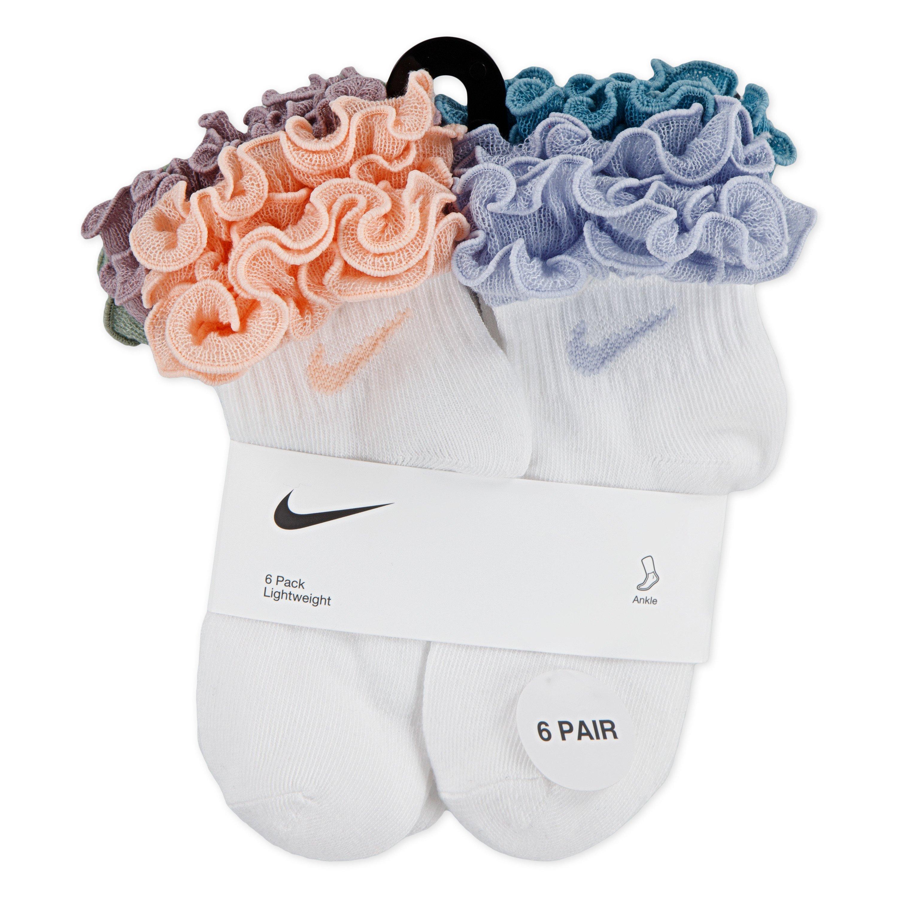 Nike Ruffle 6-Pack Ankle Little Girls' White/Multi Socks