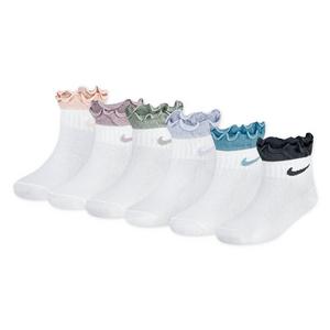 Nike Little Girls' Ruffle 6-Pack Ankle Socks - White/Multi