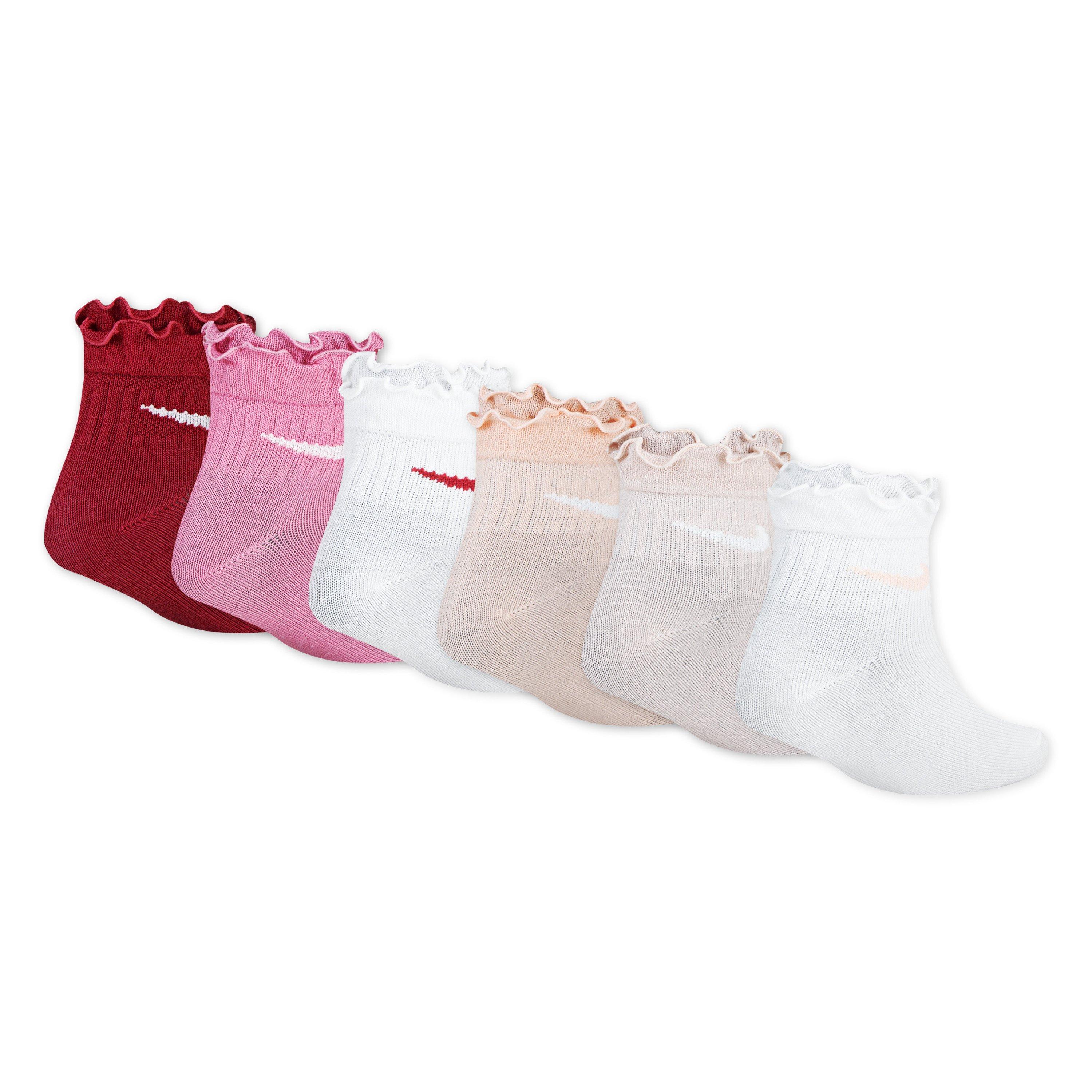 Nike 6-Pack Ruffle Ankle Little Girls' Sweet Beet Socks