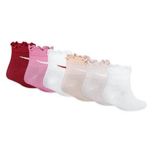 Nike Little Girls' 6-Pack Ruffle Ankle Socks - Sweet Beet