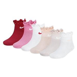 Nike Little Girls' 6-Pack Ruffle Ankle Socks - Sweet Beet