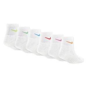 Nike Youth Fit Dri-FIT Ankle Socks (6 Pack)- White/Multi-Color
