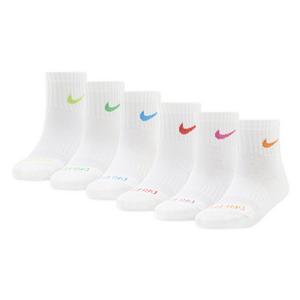 Nike Youth Fit Dri-FIT Ankle Socks (6 Pack)- White/Multi-Color