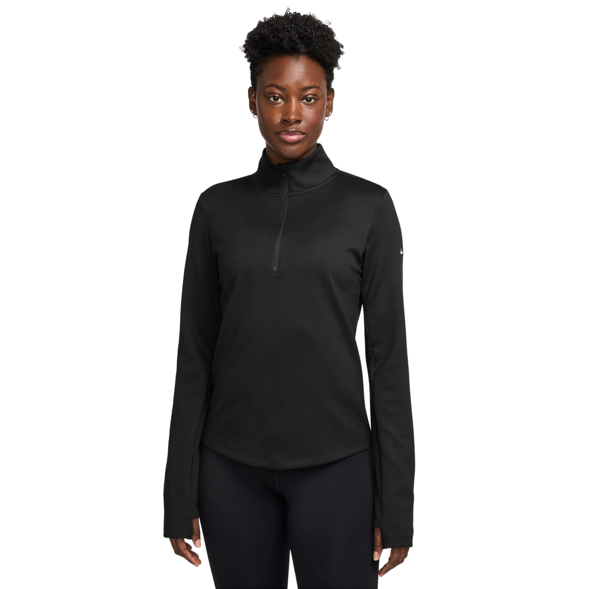 Nike Women's One Therma-FIT 1/2-Zip Mid Layer Jacket - BLACK Thumbnail View 1