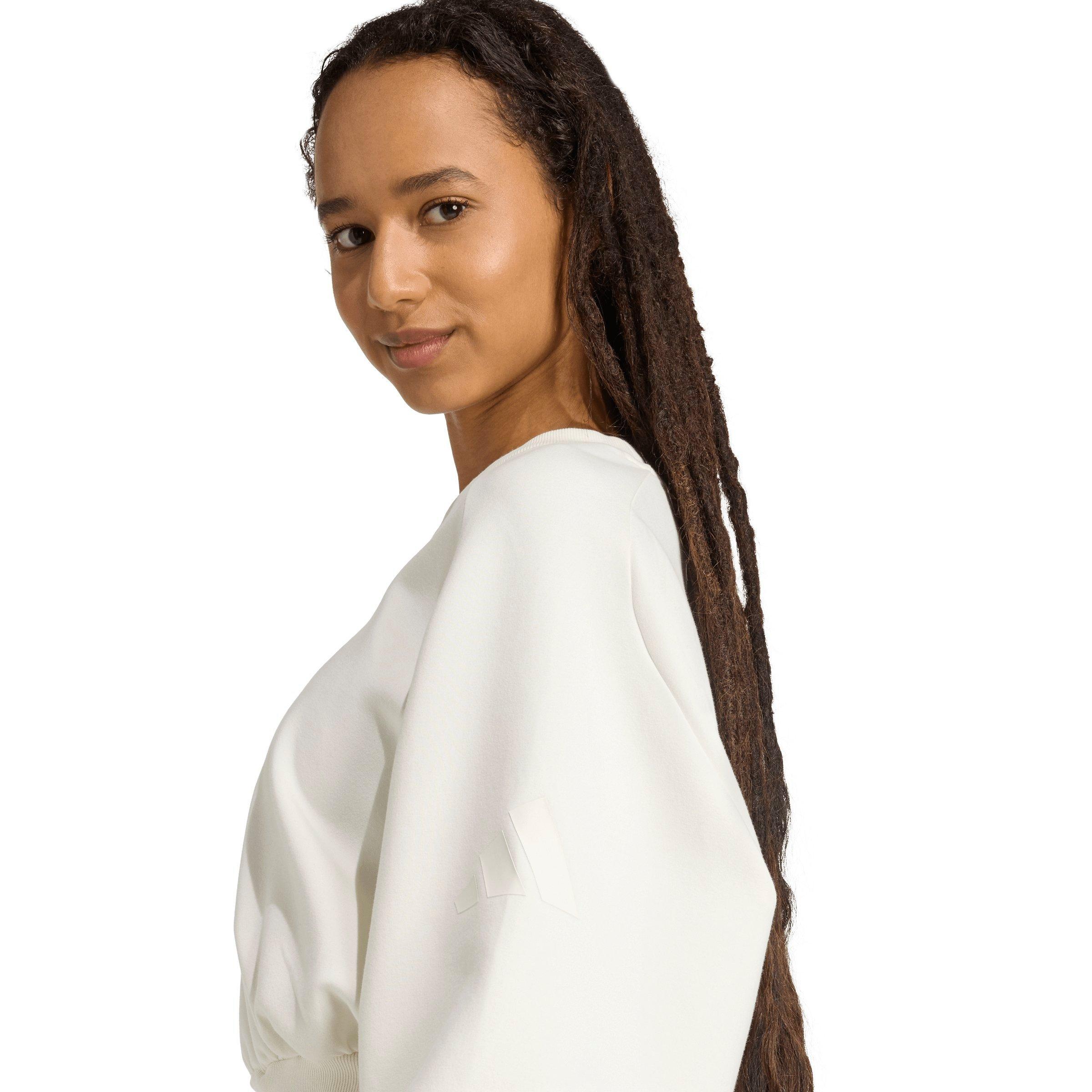 adidas Women's ALL SZN Soft Lux Loose Sweatshirt - WHITE Thumbnail View 3