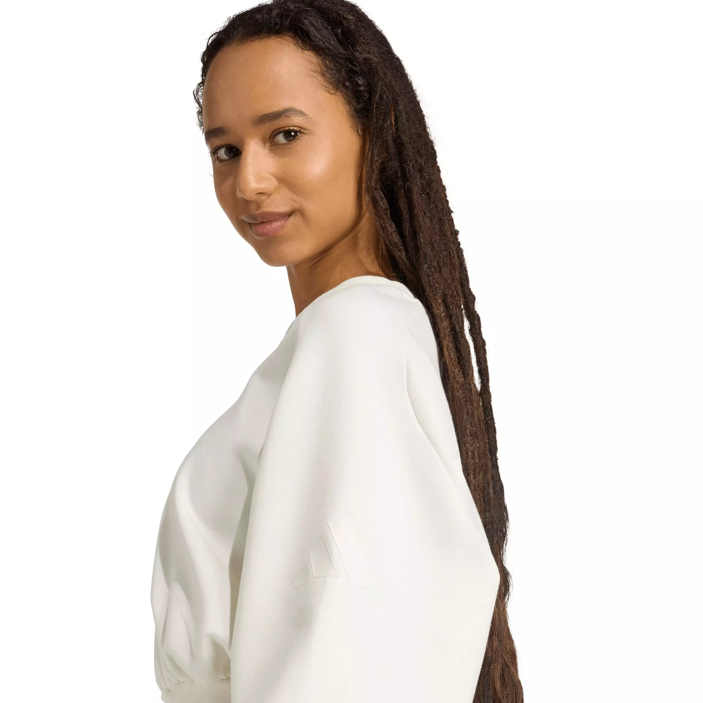 adidas Women's ALL SZN Soft Lux Loose Sweatshirt - WHITE