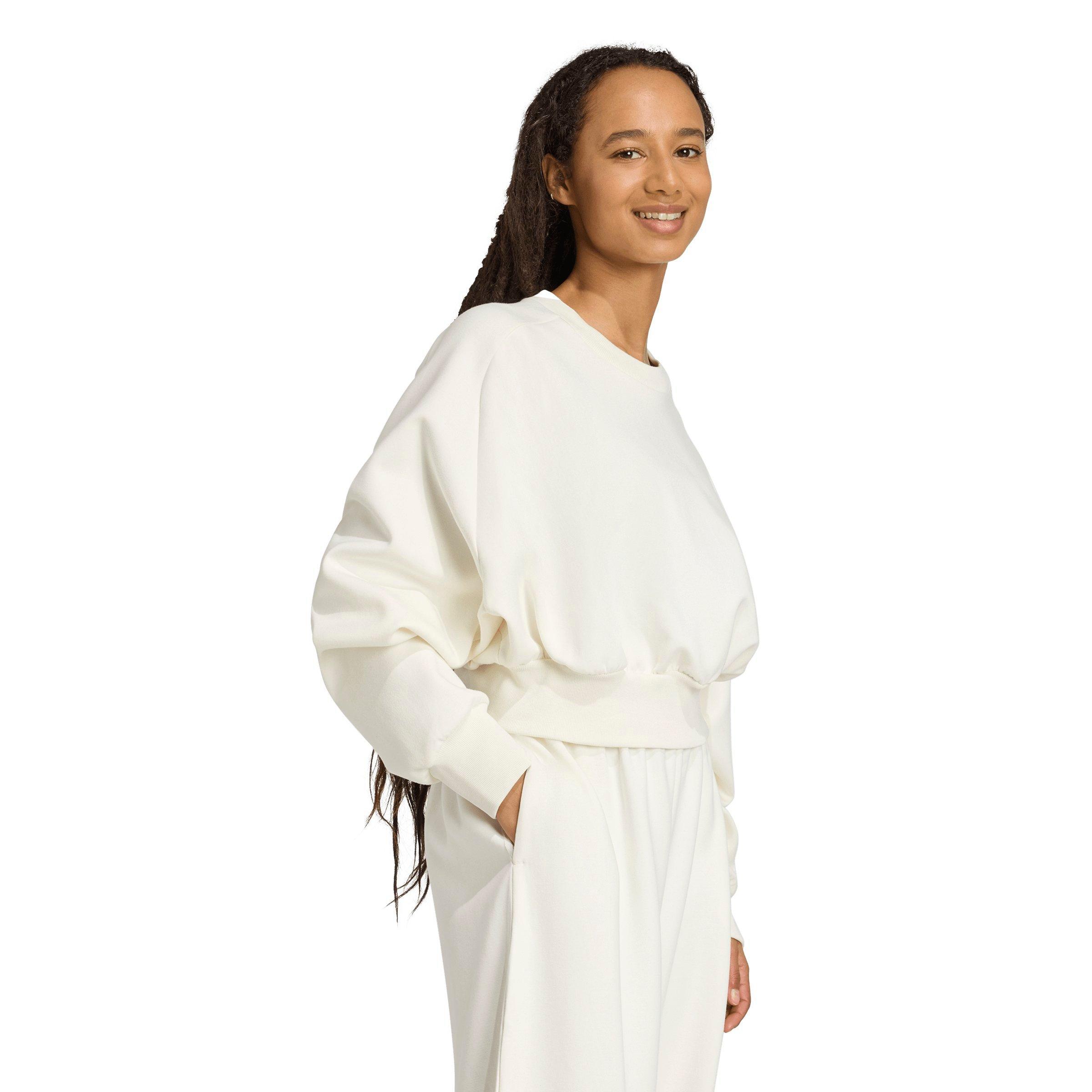 adidas Women's ALL SZN Soft Lux Loose Sweatshirt - WHITE Thumbnail View 5