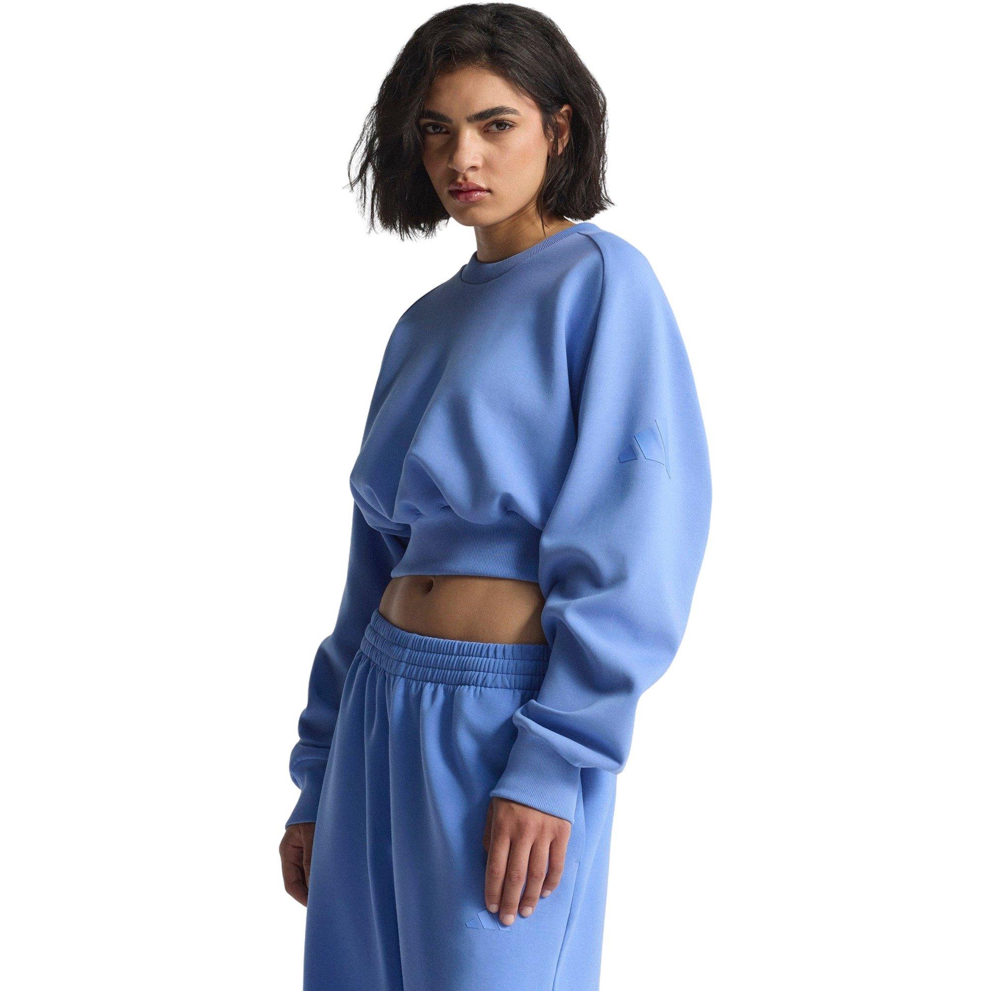 adidas Women's ALL SZN Soft Lux Loose Sweatshirt - Blue - BLUE Thumbnail View 1