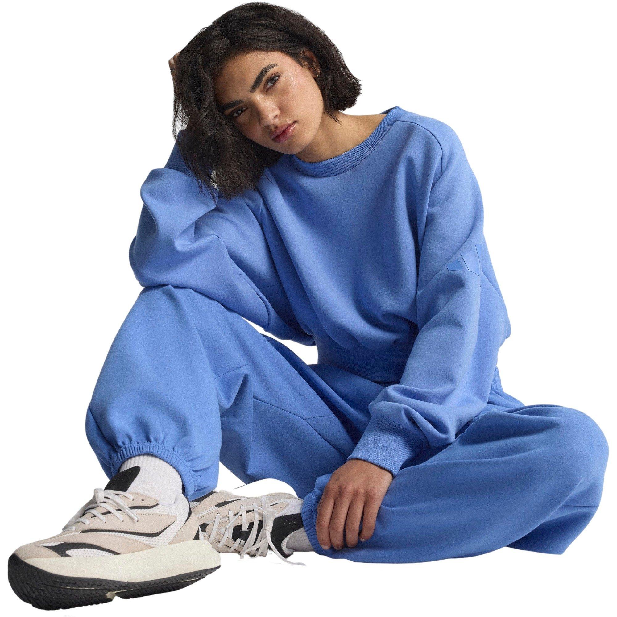 adidas Women's ALL SZN Soft Lux Loose Sweatshirt-Blue - BLUE Thumbnail View 3