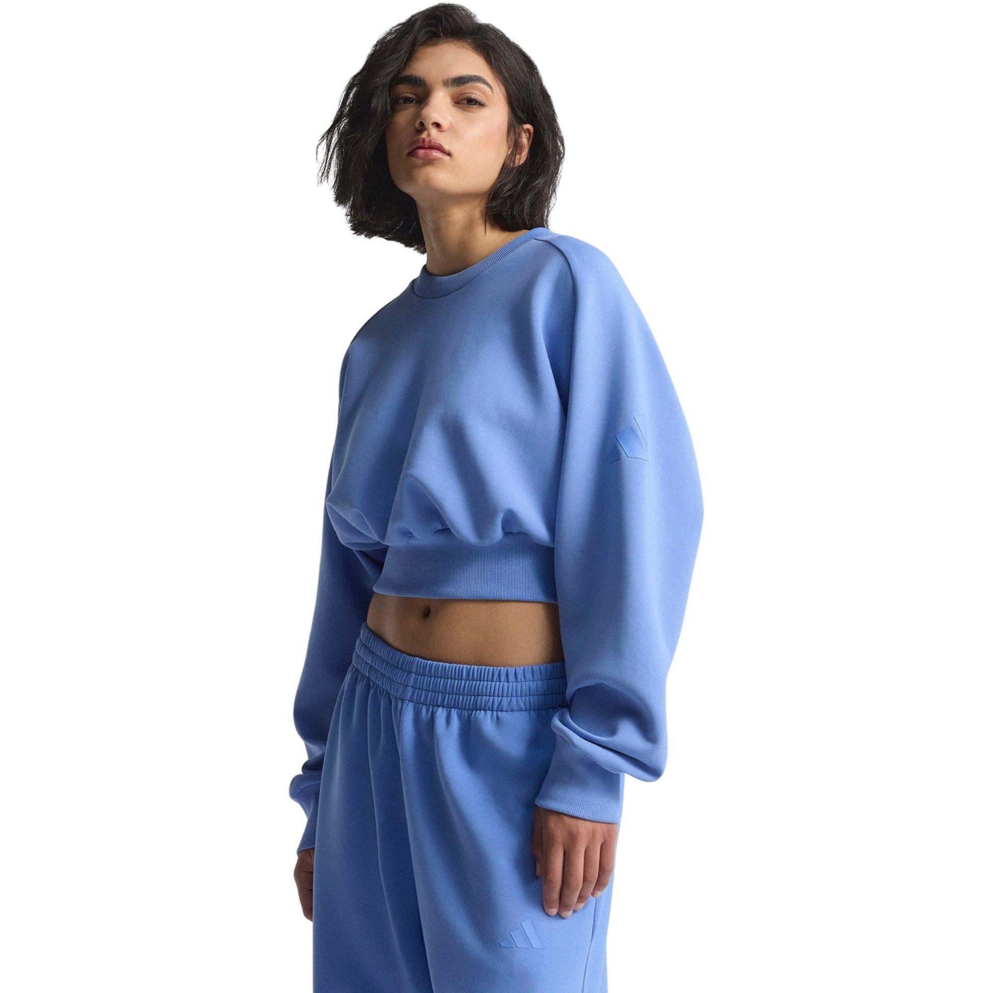 adidas Women's ALL SZN Soft Lux Loose Sweatshirt-Blue - BLUE Thumbnail View 8