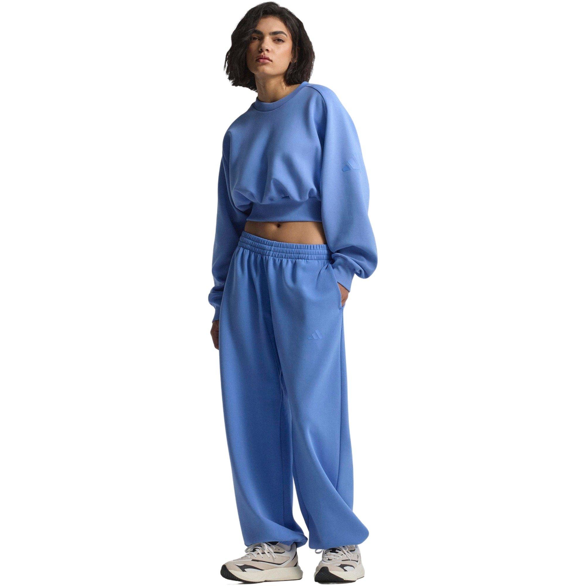 adidas Women's ALL SZN Soft Lux Loose Sweatshirt-Blue - BLUE Thumbnail View 9