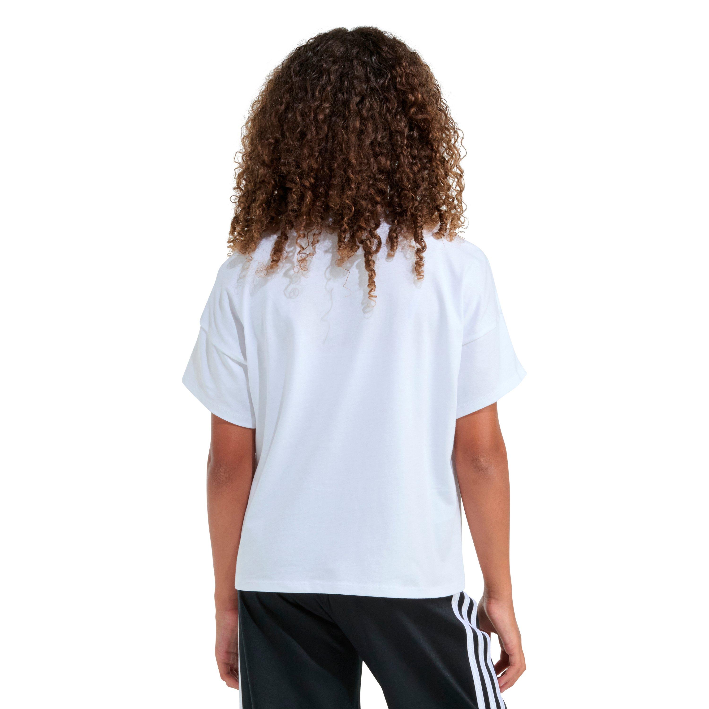 adidas White and Silver Big Girls' Tee
