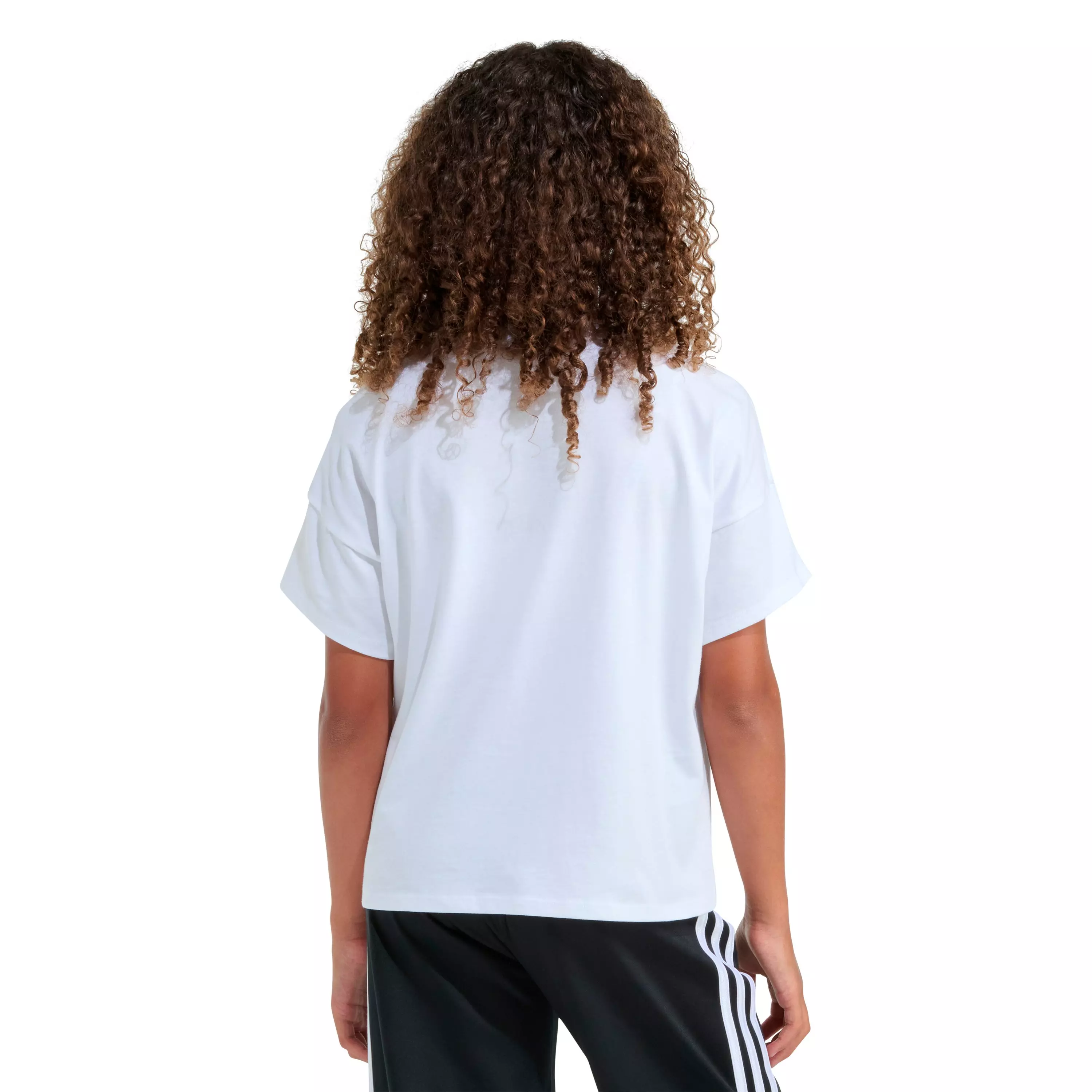 adidas Big Girls' White and Silver Tee - WHITE/SILVER