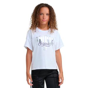 adidas Big Girls' White and Silver Tee