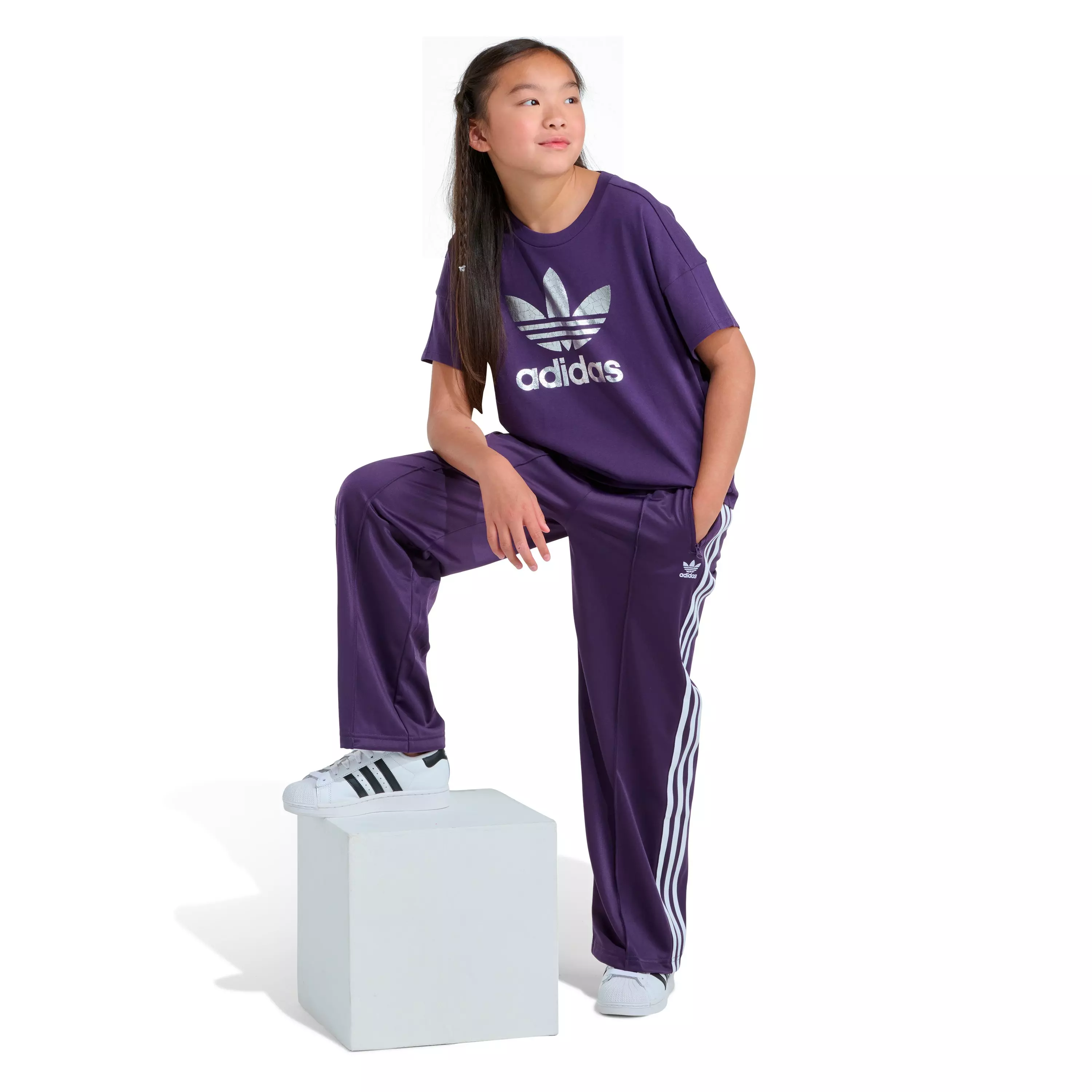 adidas Big Girls' Plum Wide Leg Pants - PURPLE