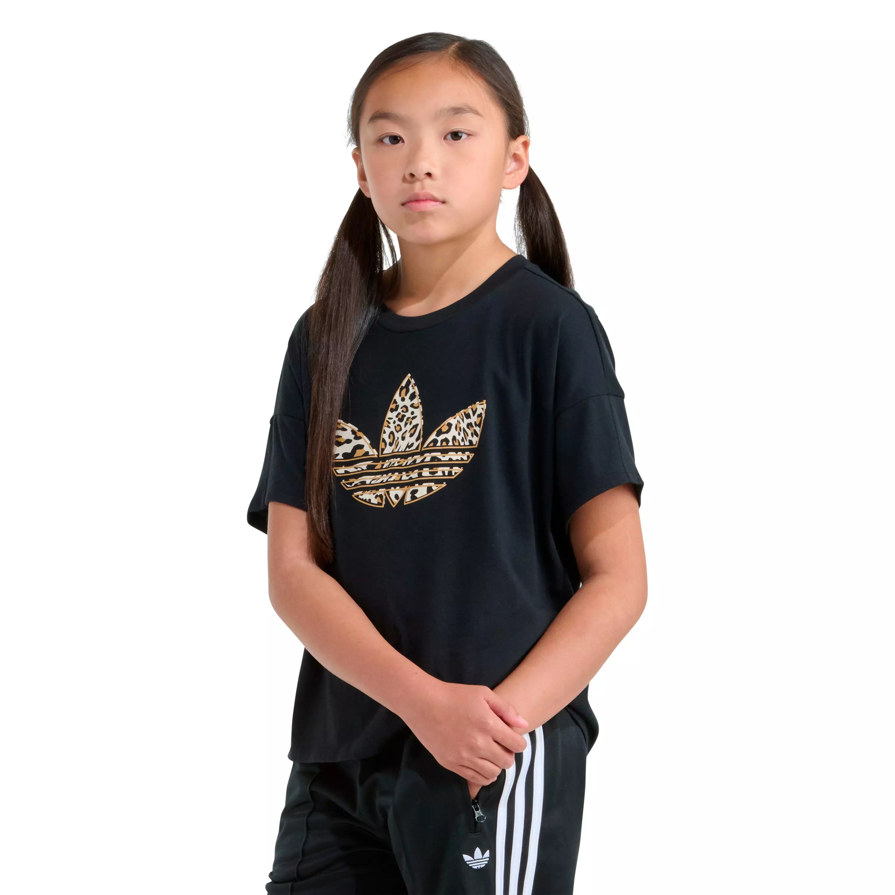 adidas Big Girls' Tee - Cheetah/Black - BLACK/BROWN