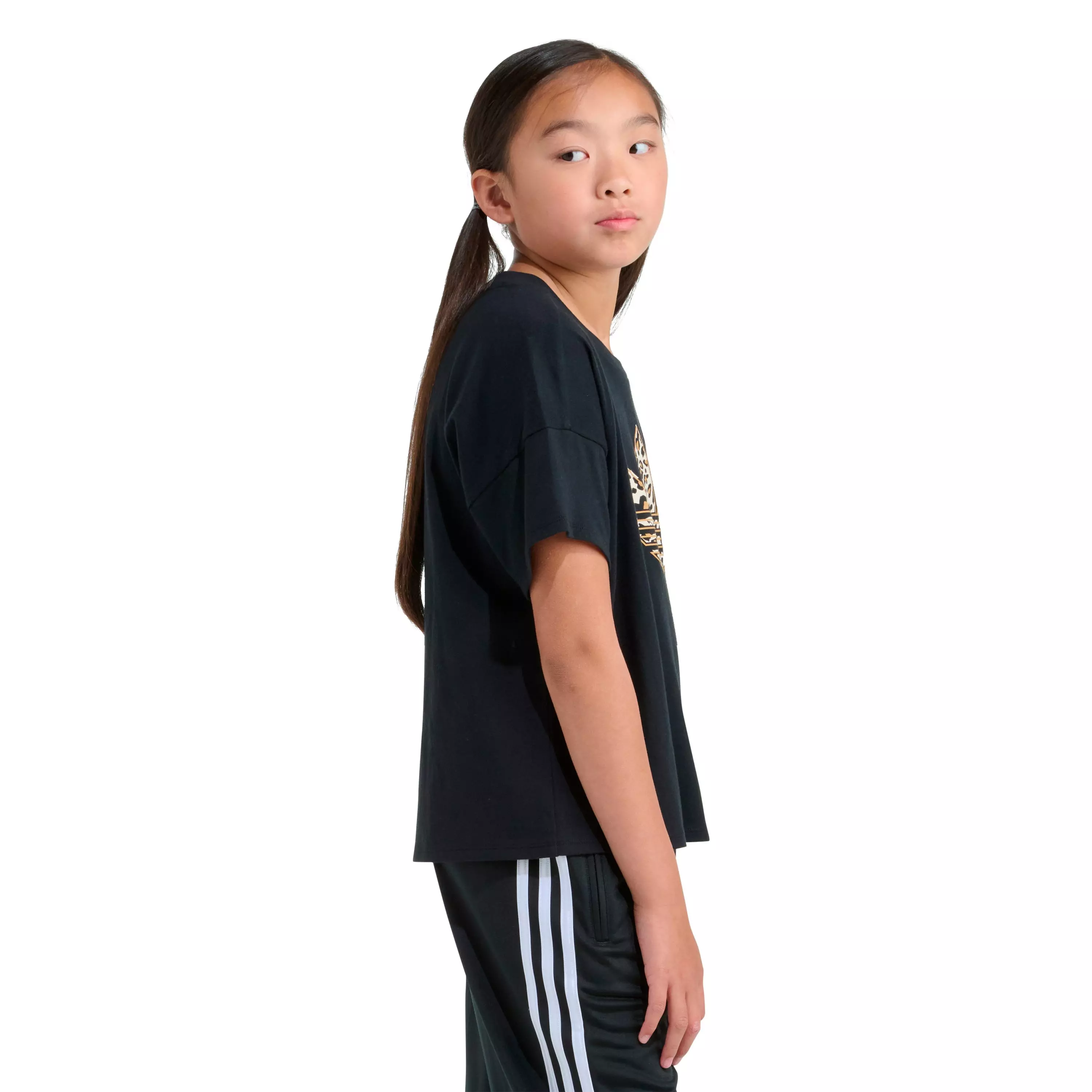 adidas Big Girls' Tee - Cheetah/Black - BLACK/BROWN
