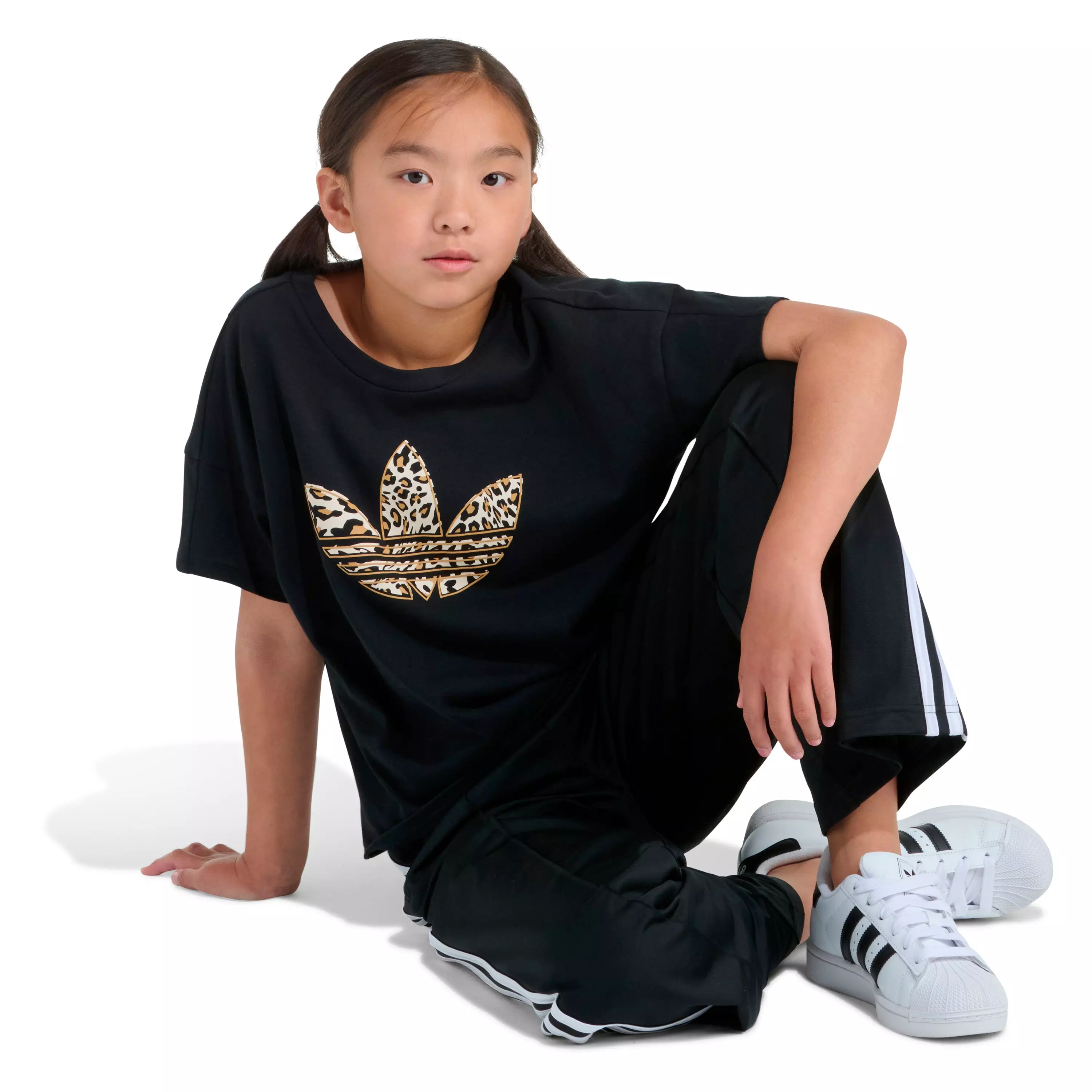 adidas Big Girls' Tee - Cheetah/Black - BLACK/BROWN